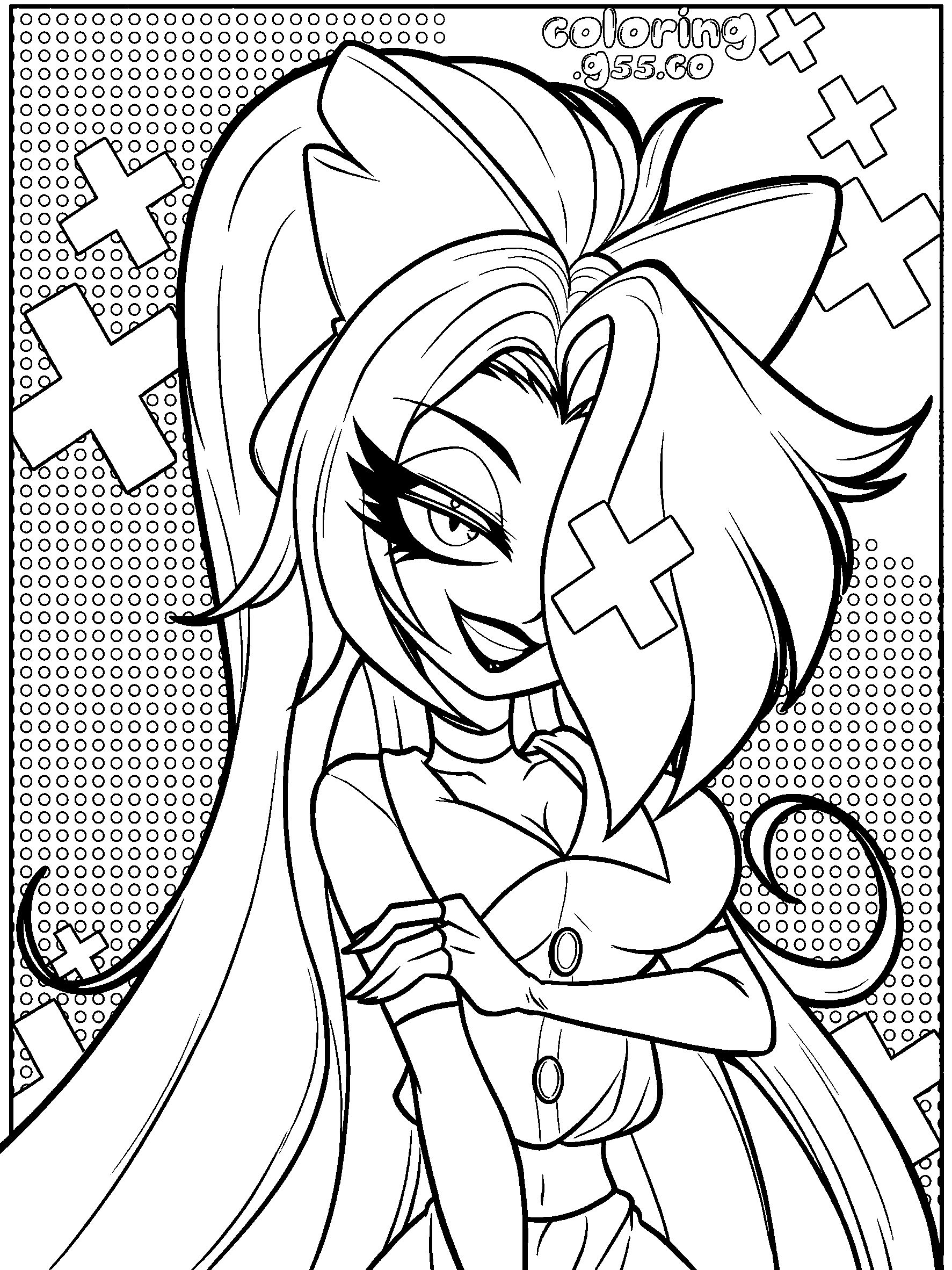 confident vaggie portrait pop art style hazbin hotel line art for kids