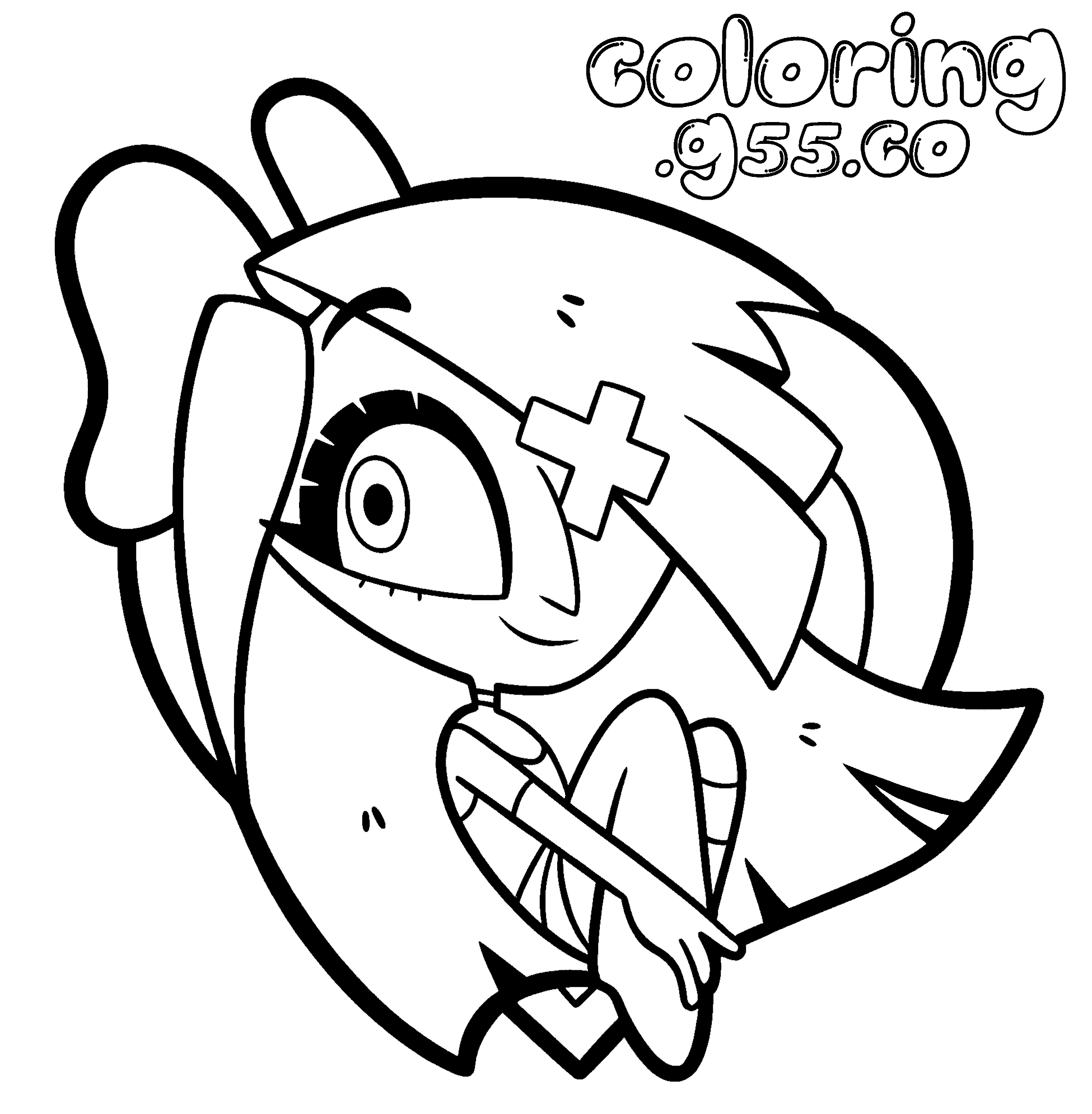 cute chibi vaggie sitting hazbin hotel line art for kids