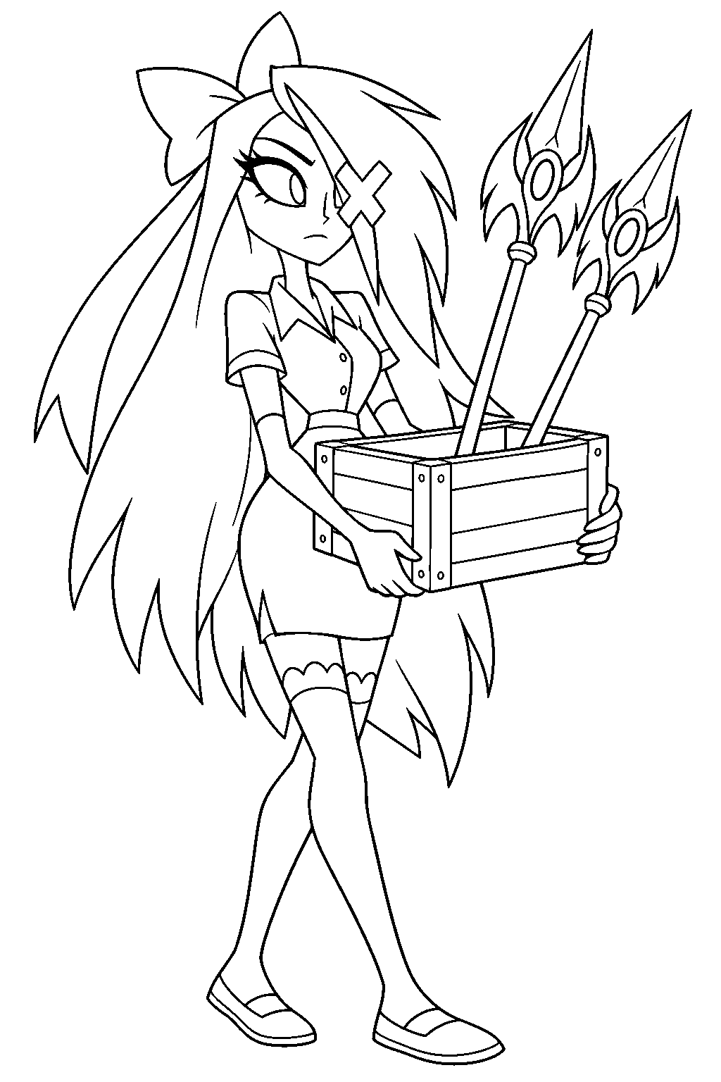 hazbin hotel vaggie bringing angelic weapons back to the hotel line art