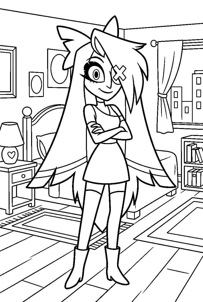 hazbin hotel vaggie in charlie s room line art