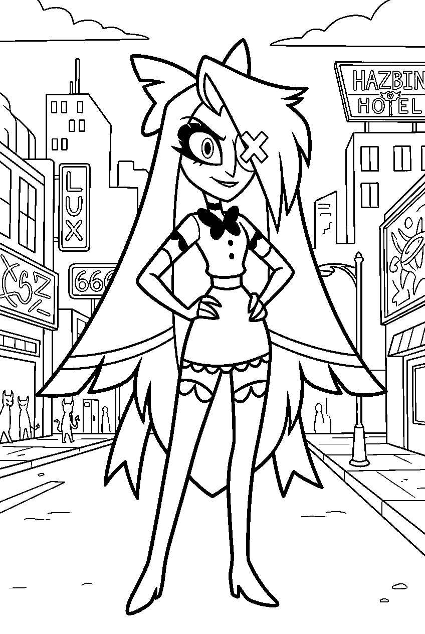 hazbin hotel vaggie in downtown district line art
