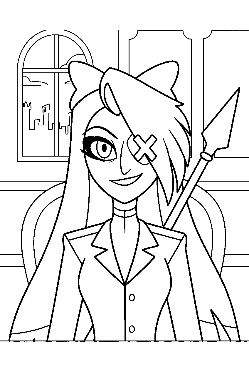 hazbin hotel vaggie in hotel dining room line art