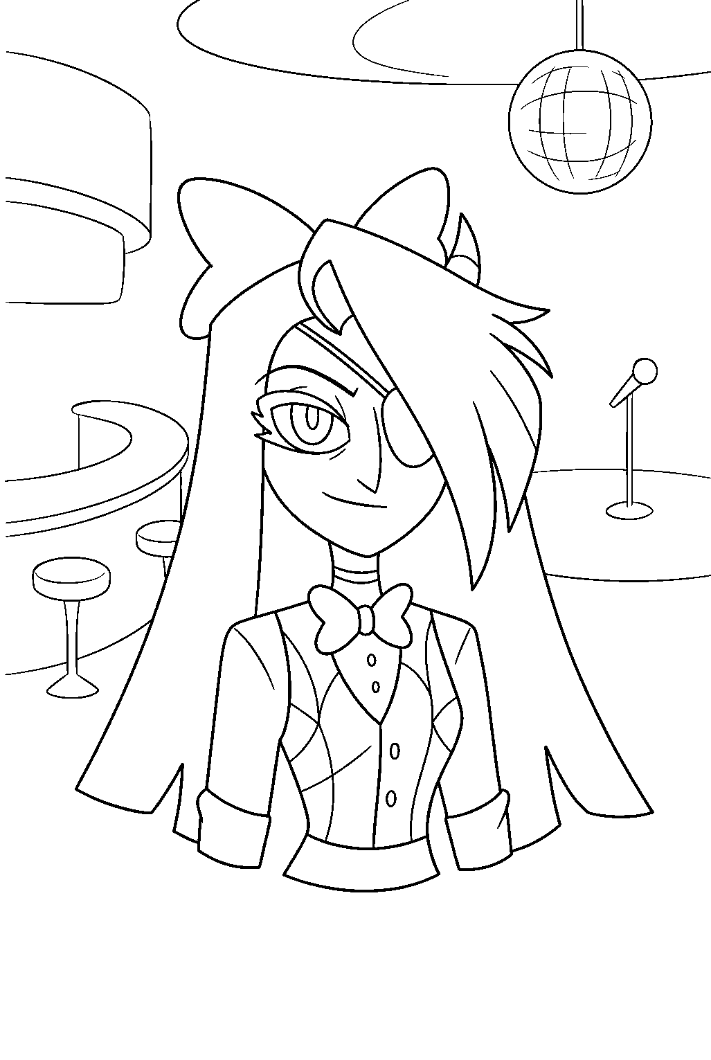 hazbin hotel vaggie in nightclub line art
