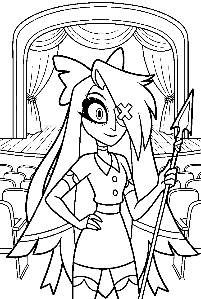hazbin hotel vaggie in old theater line art