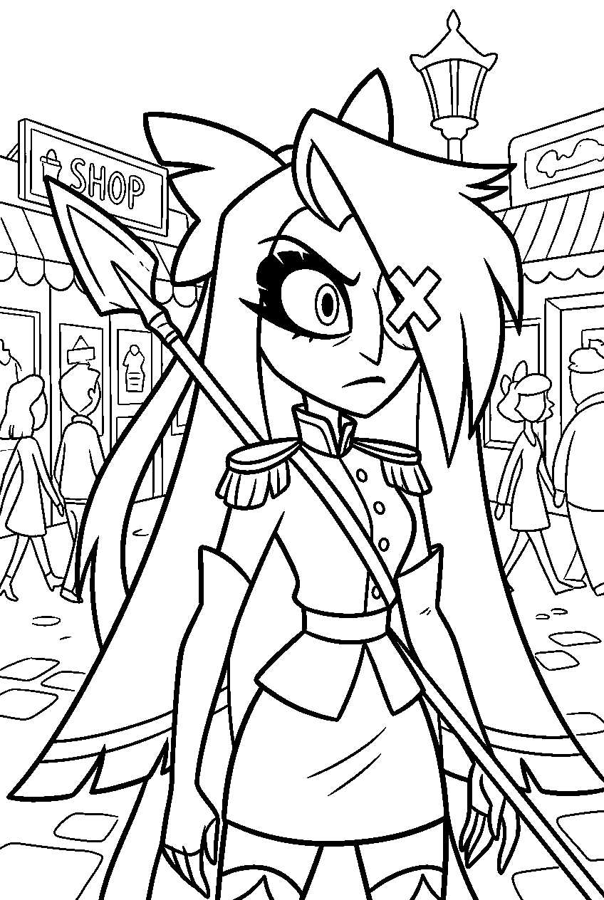 hazbin hotel vaggie in shopping district line art