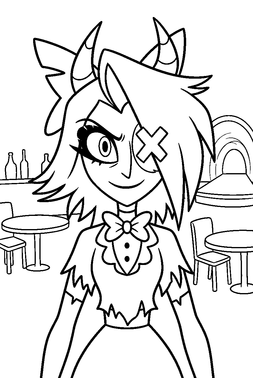 hazbin hotel vaggie in underground club line art