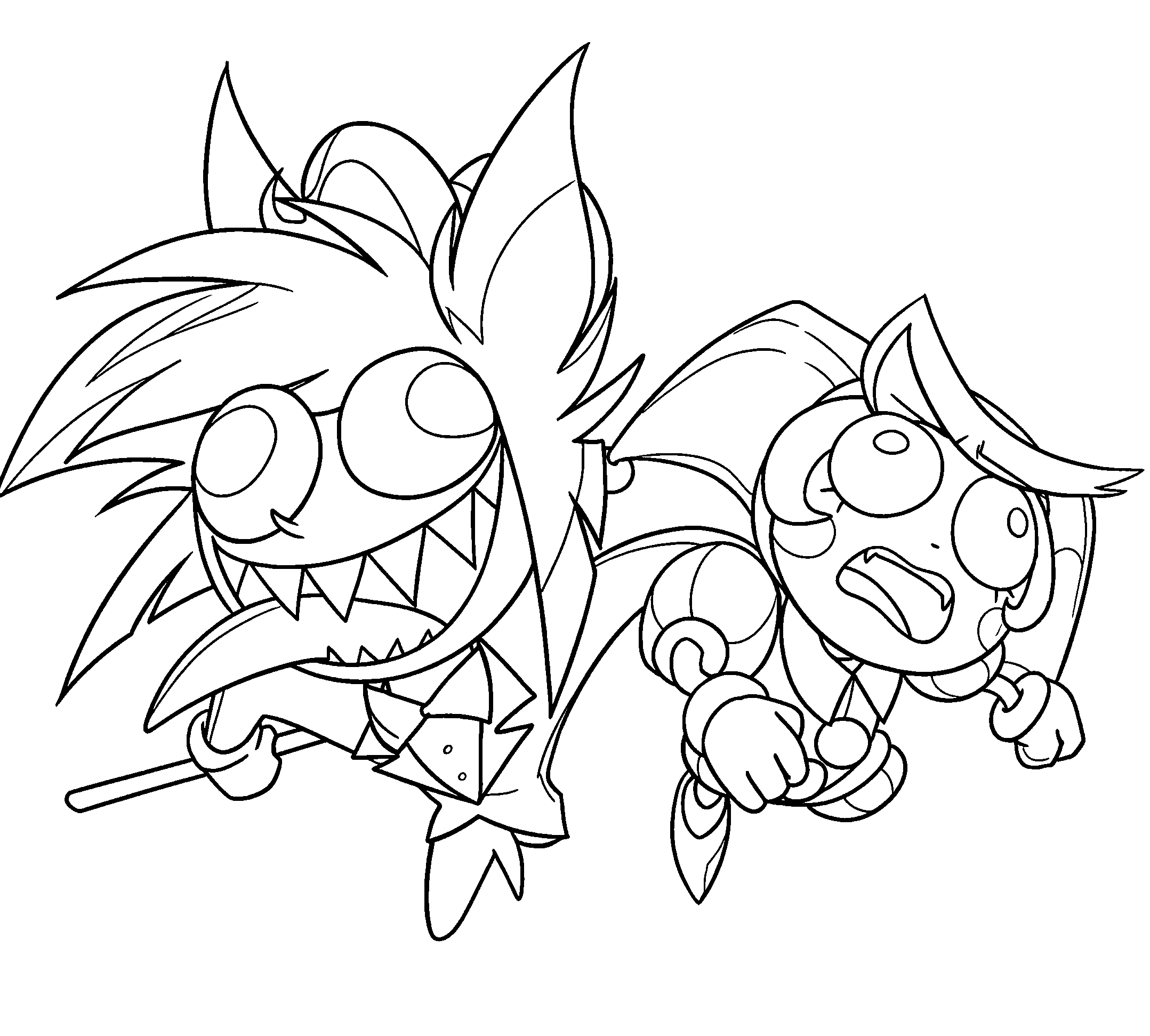 charlie and alastor hazbin hotel tadc cosplay line art for kids