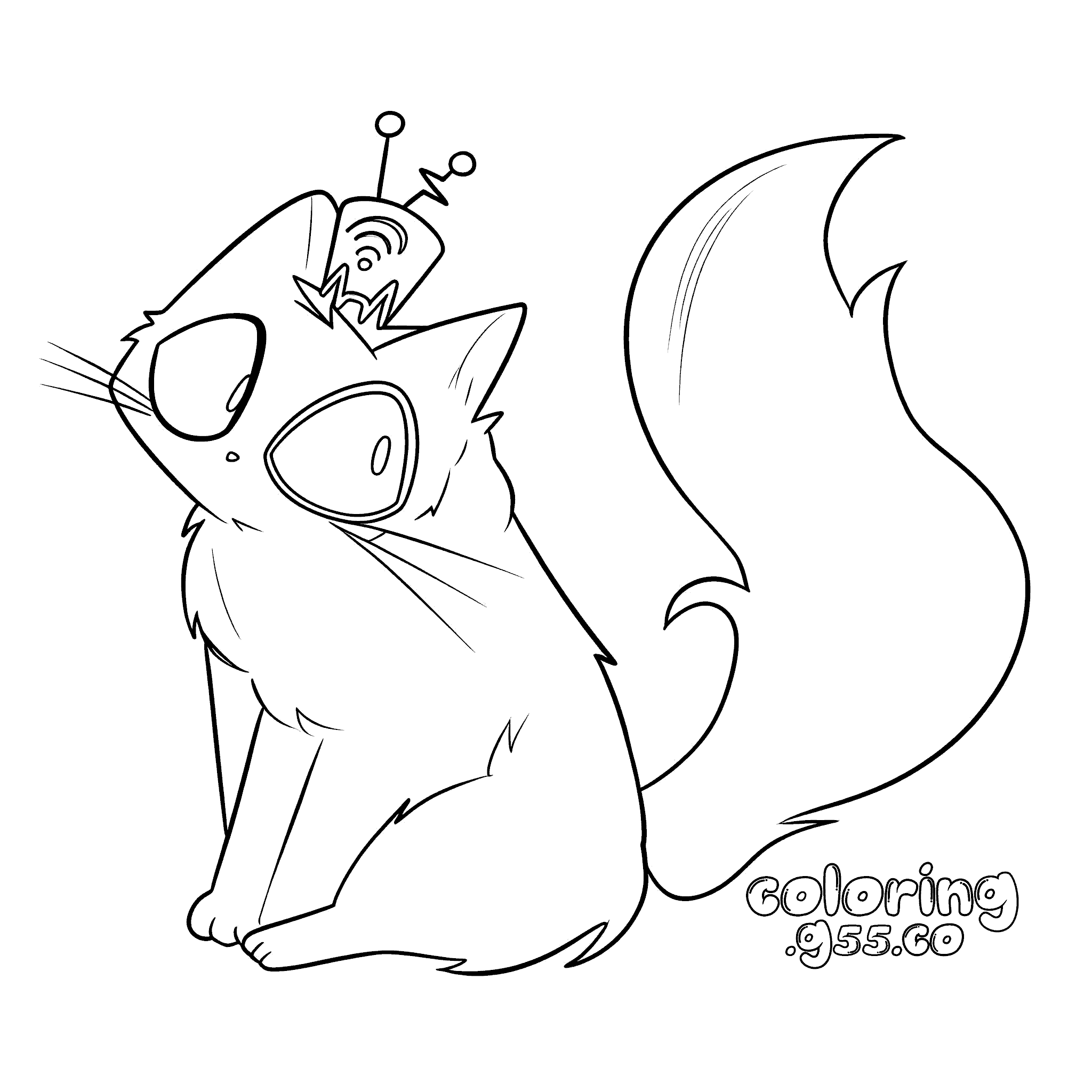 cute vox cat form with antenna hazbin hotel line art for kids