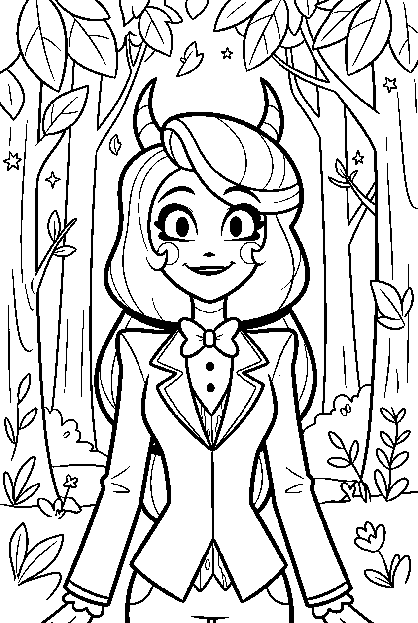 hazbin hotel characters in crimson forest line art