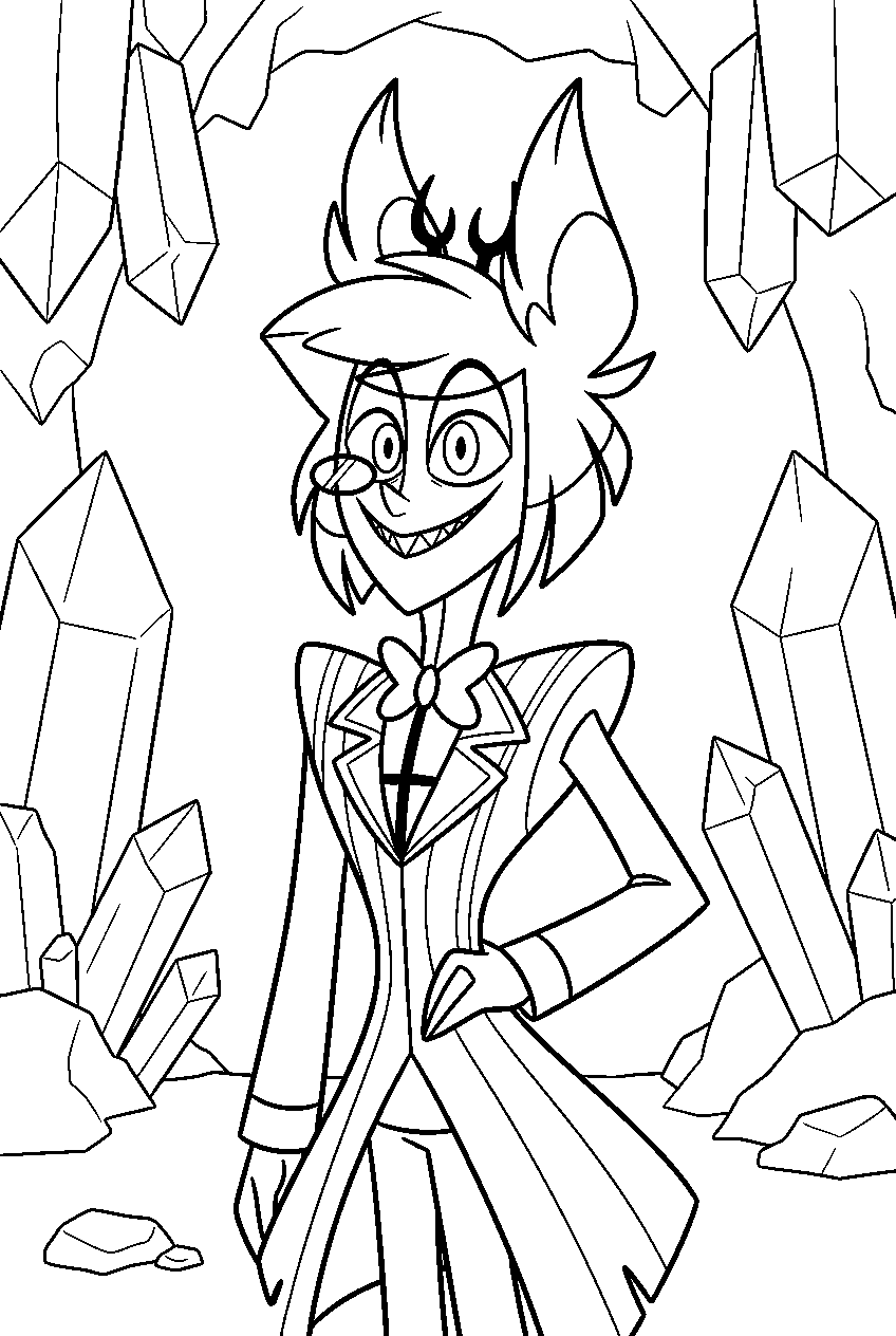hazbin hotel characters in crystal cave line art