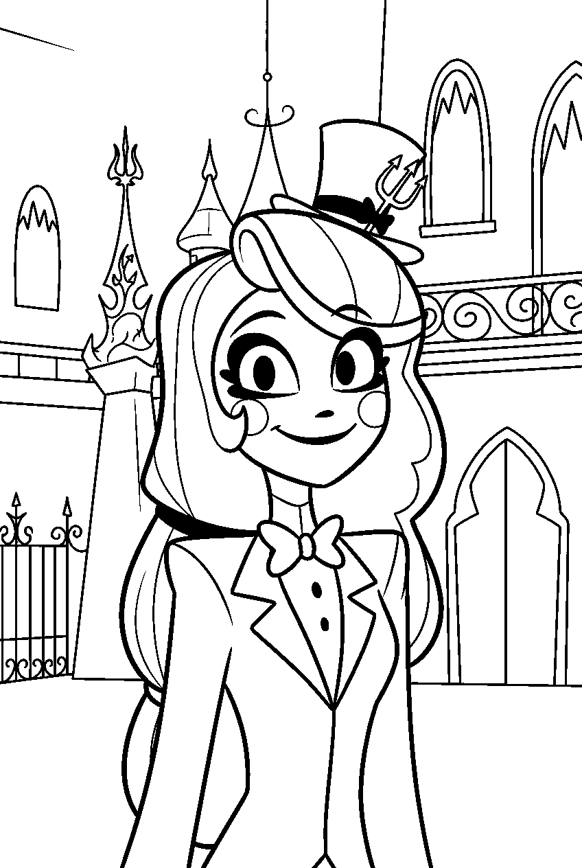 hazbin hotel characters in demon castle line art