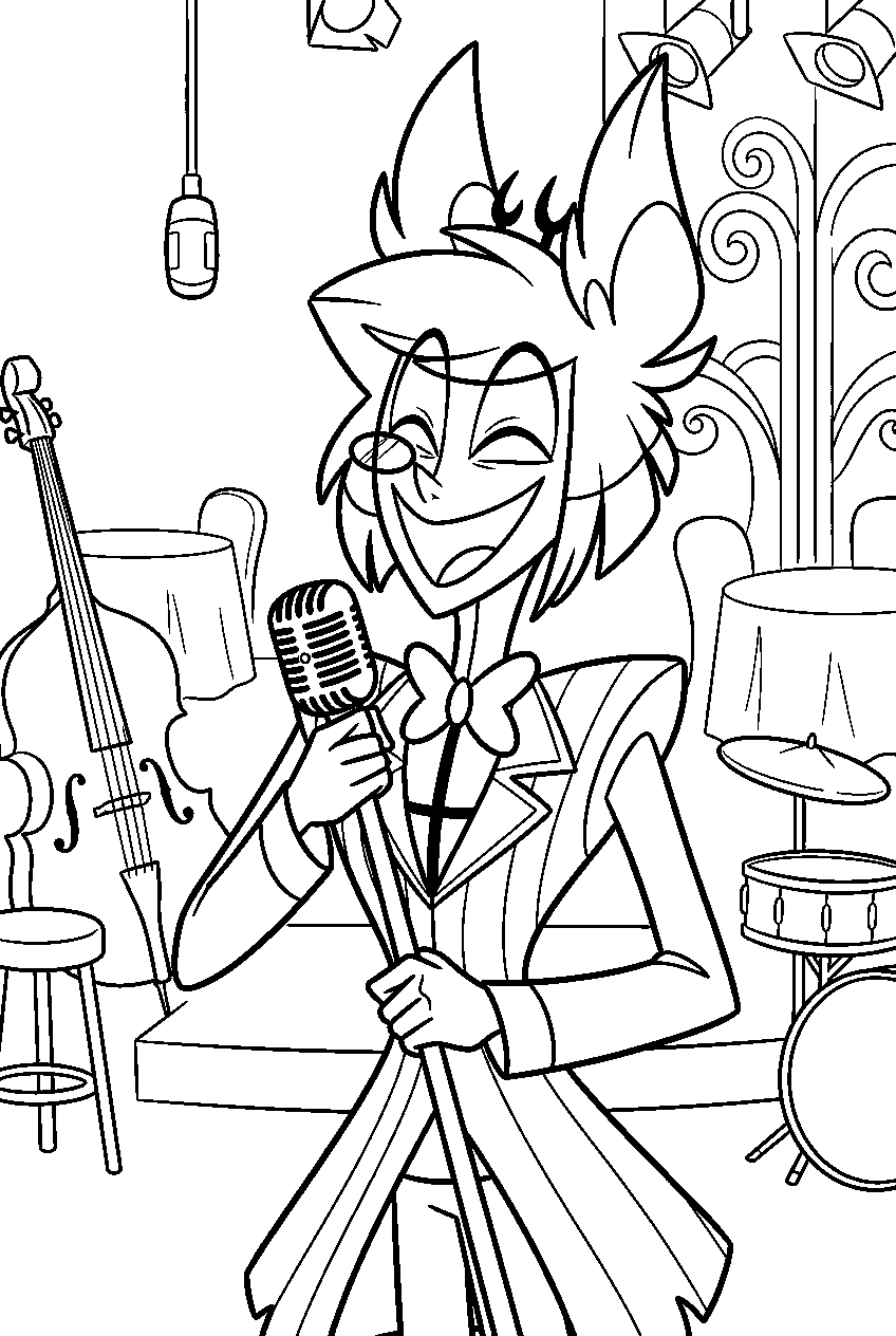 hazbin hotel characters in jazz club line art