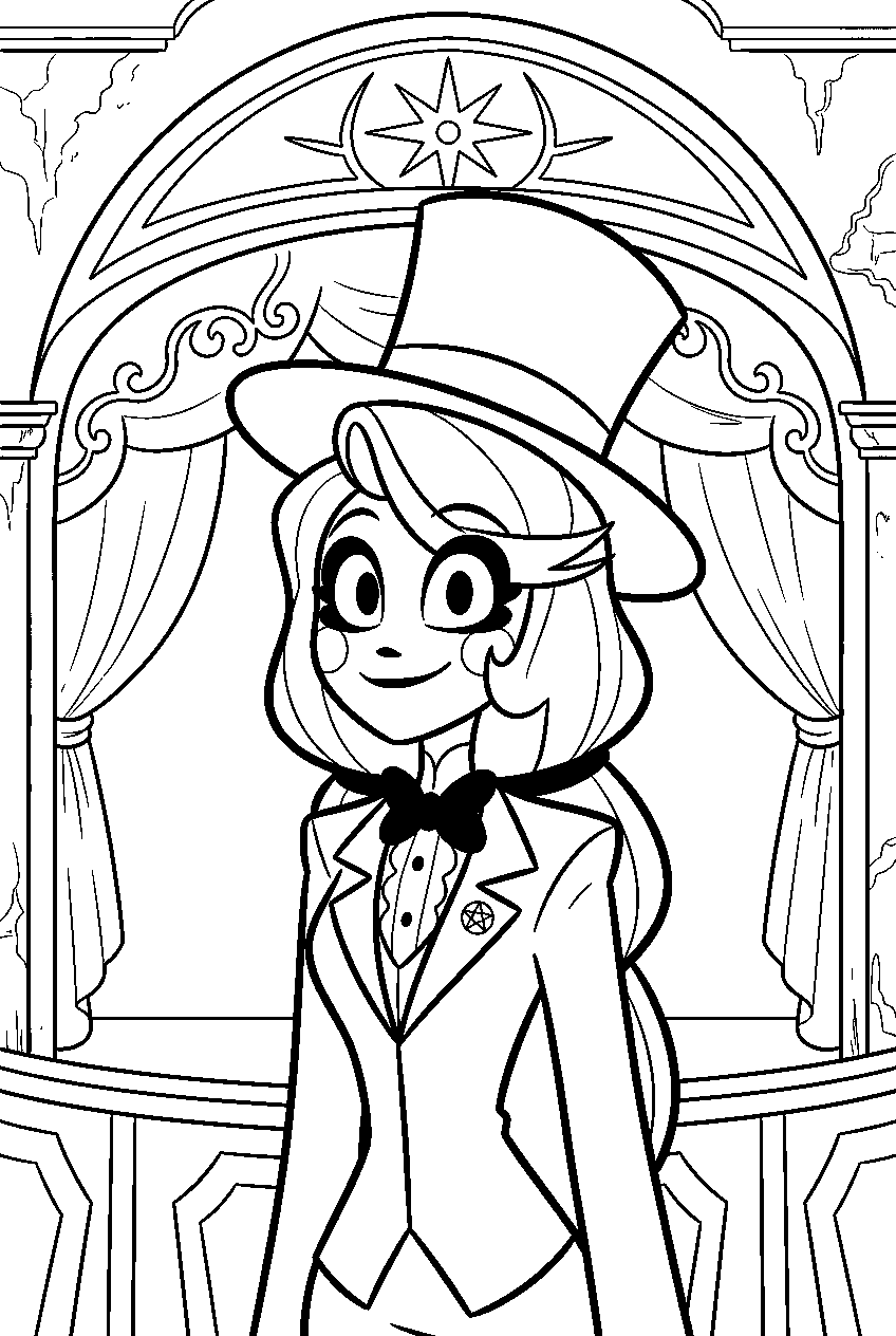 hazbin hotel characters in old theater line art