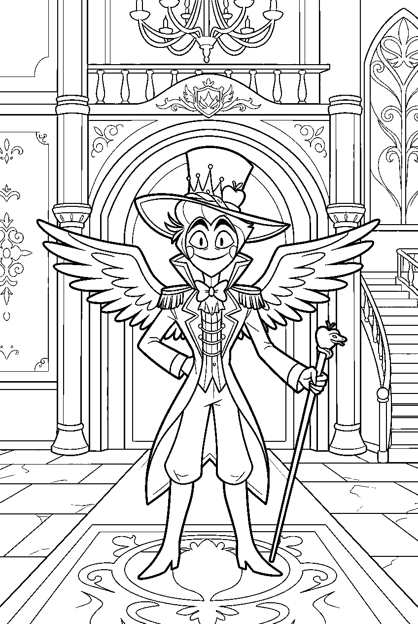 hazbin hotel characters in royal palace line art