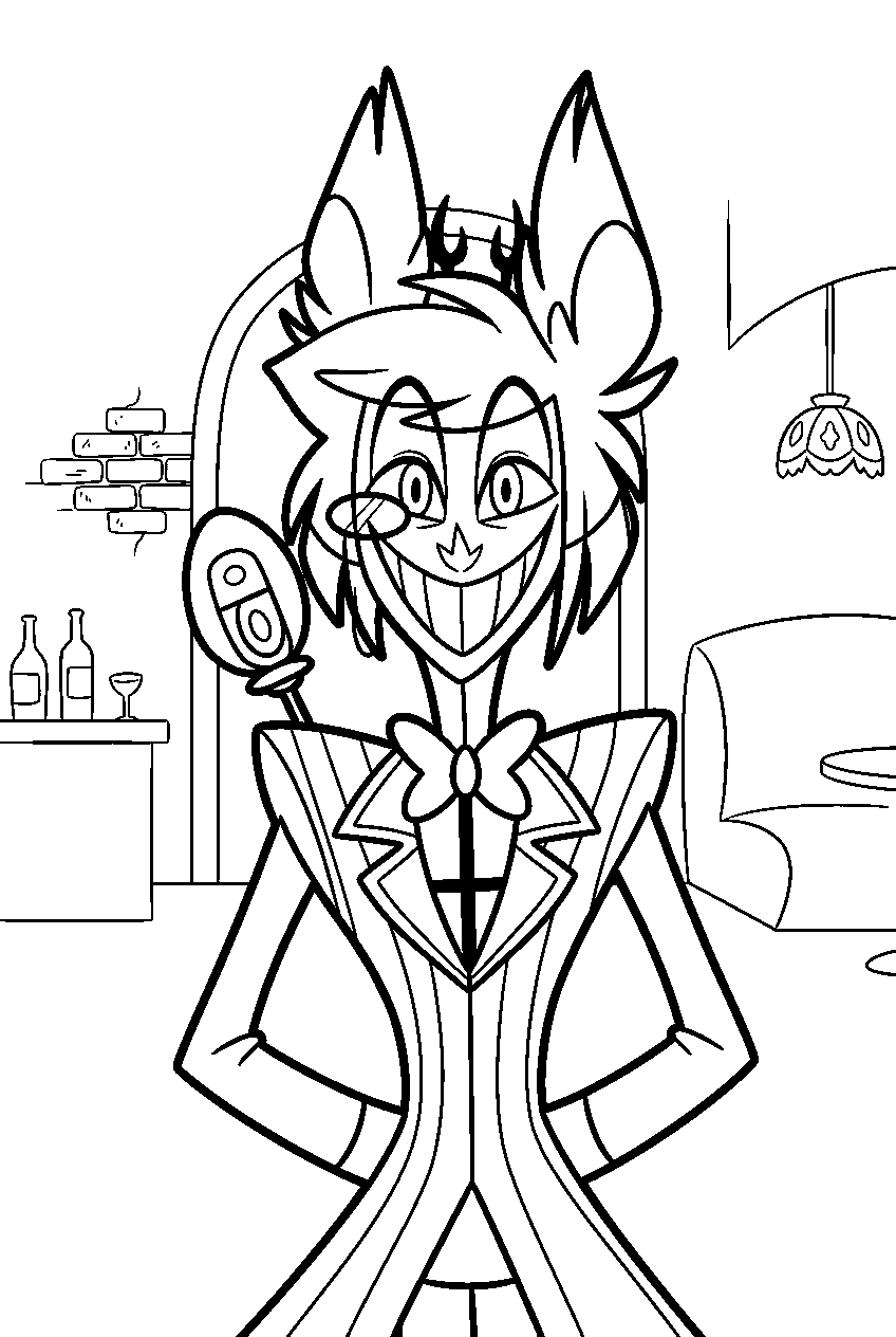 hazbin hotel characters in underground club line art