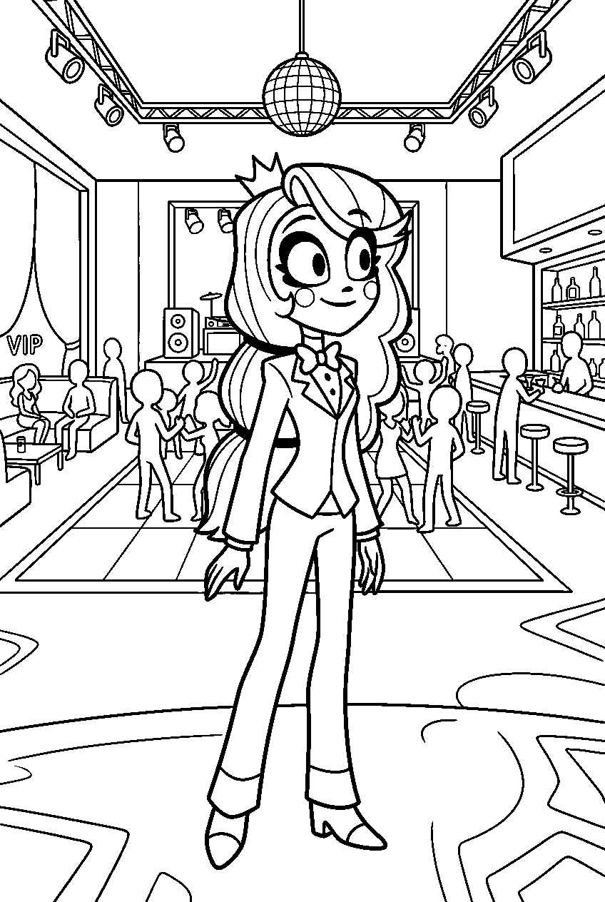 hazbin hotel charlie morningstar looking around in nightclub line art