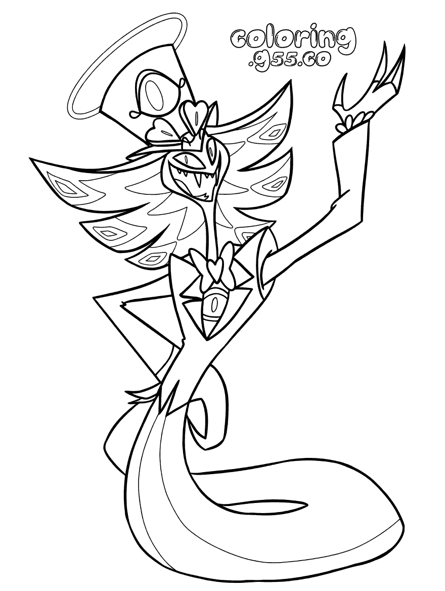 redeemed angel sir pentious halo form hazbin hotel line art for kids