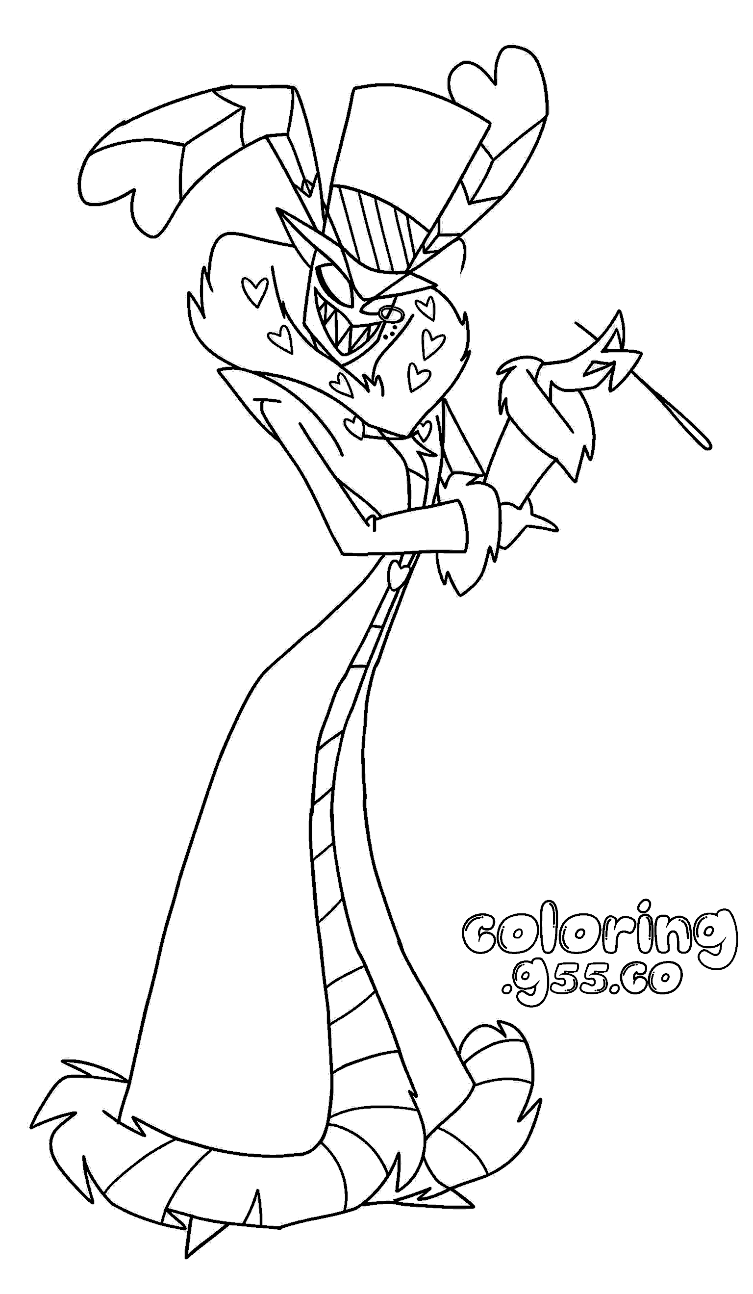 stylish valentino holding cigarette holder hazbin hotel line art for kids