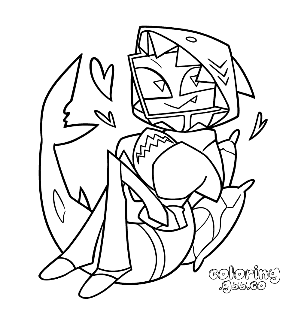 vox shark hoodie cute chibi hearts hazbin hotel line art for kids