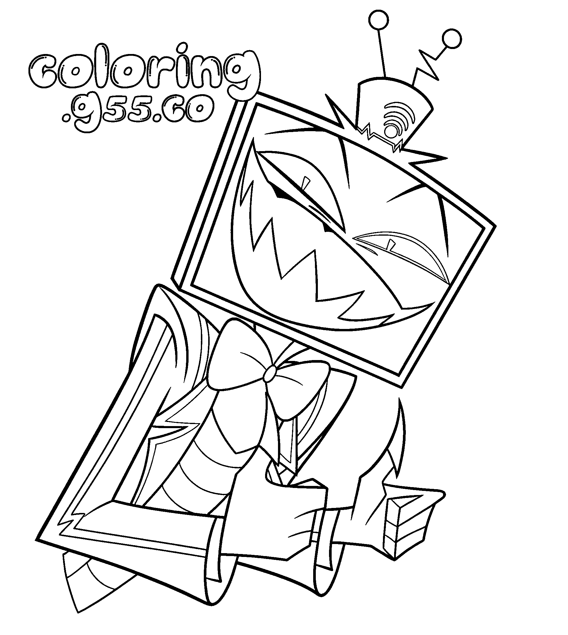 vox tv overlord thumbs up pose hazbin hotel line art for kids