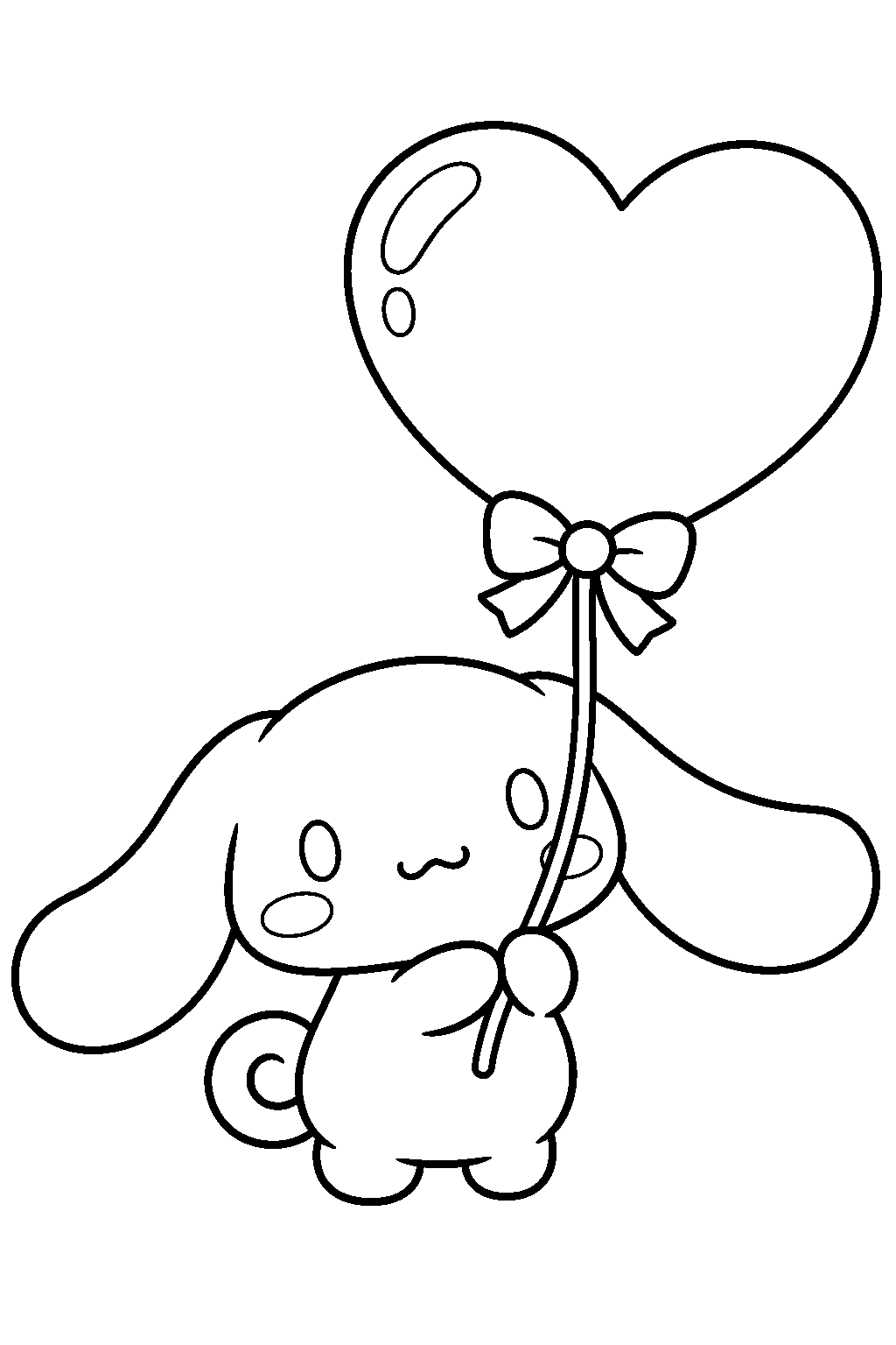 cinnamoroll holding a heart shaped balloon on valentine s day line art