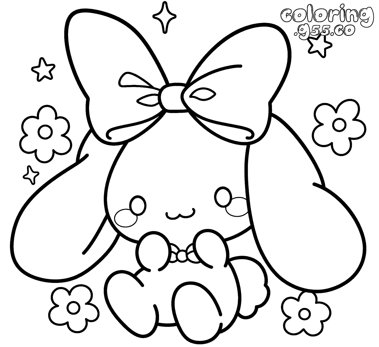 hello kitty cinnamoroll bow sparkles line art