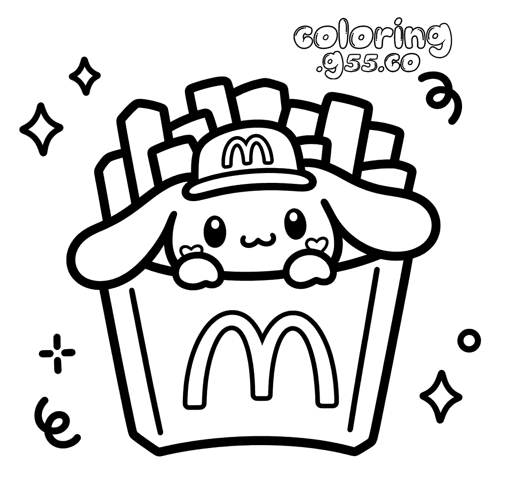 hello kitty cinnamoroll fries line art