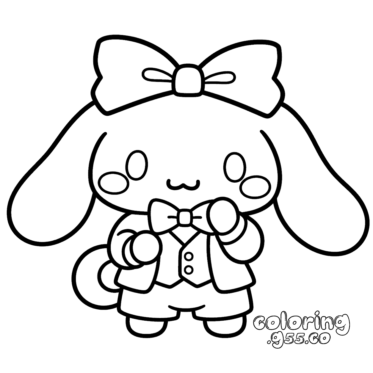 hello kitty friends cinnamoroll cute suit and bowtie line art for kids