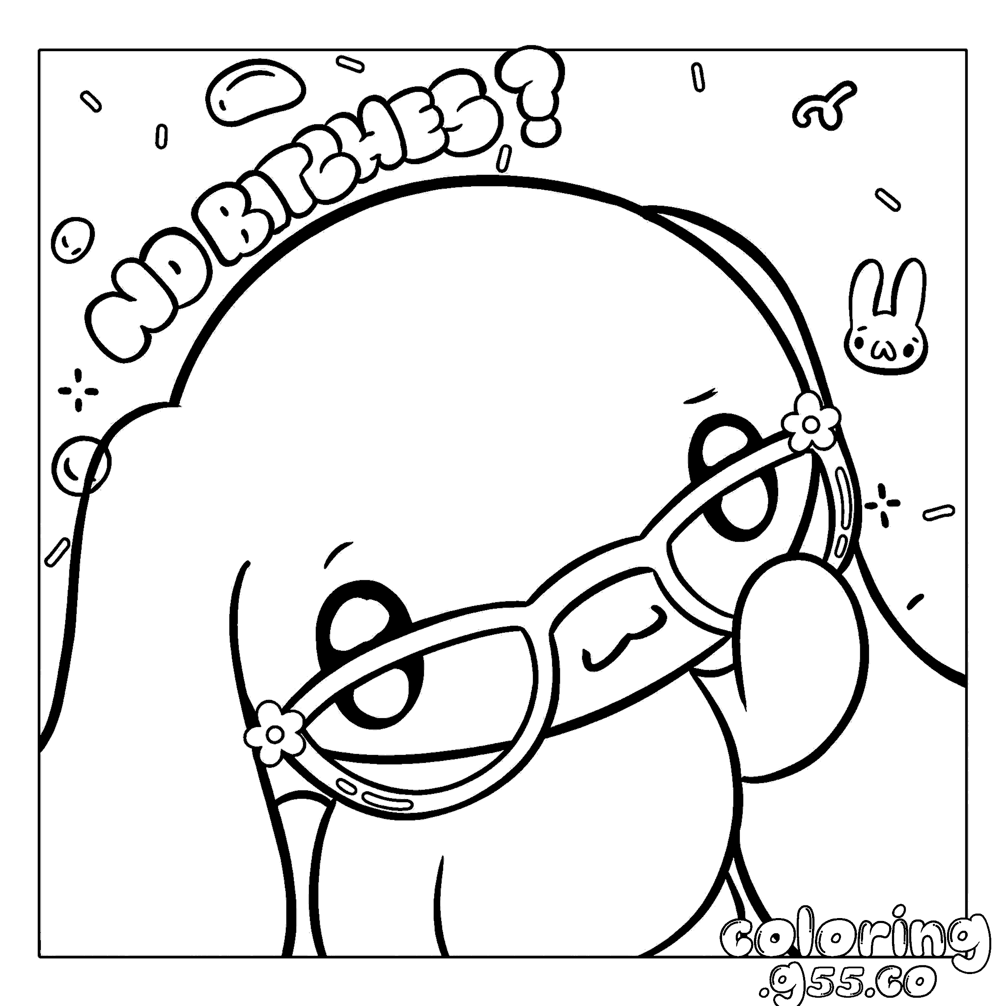 hello kitty friends cinnamoroll no bitches meme glasses line art for kids
