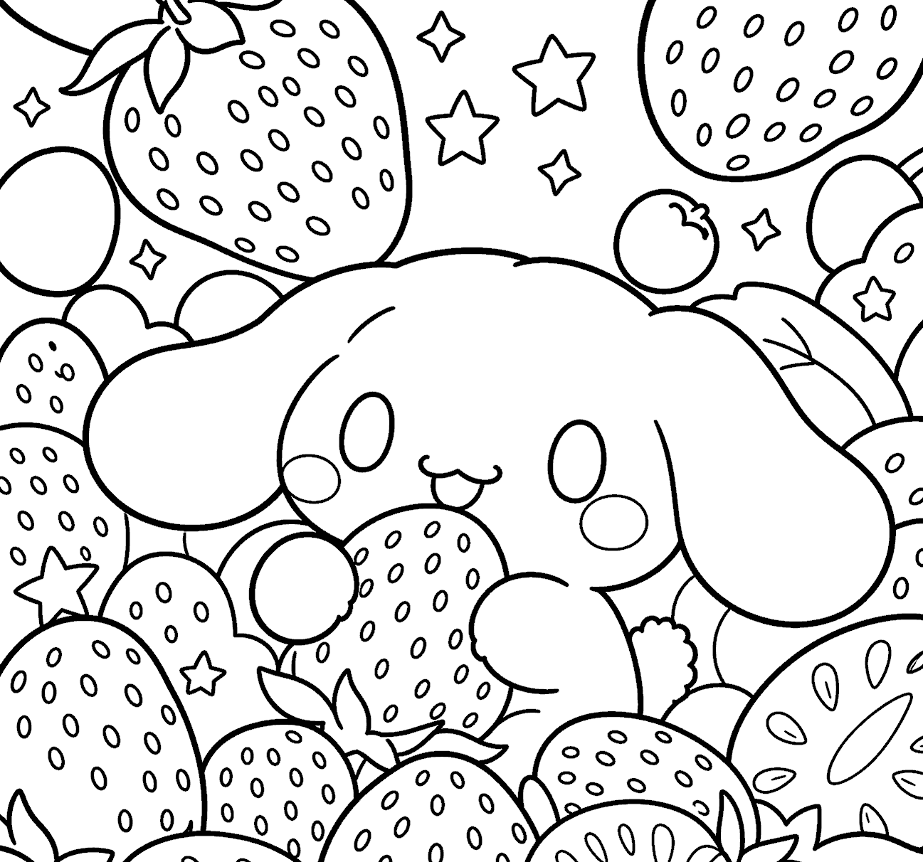 hello kitty friends cinnamoroll strawberry patch line art for kids