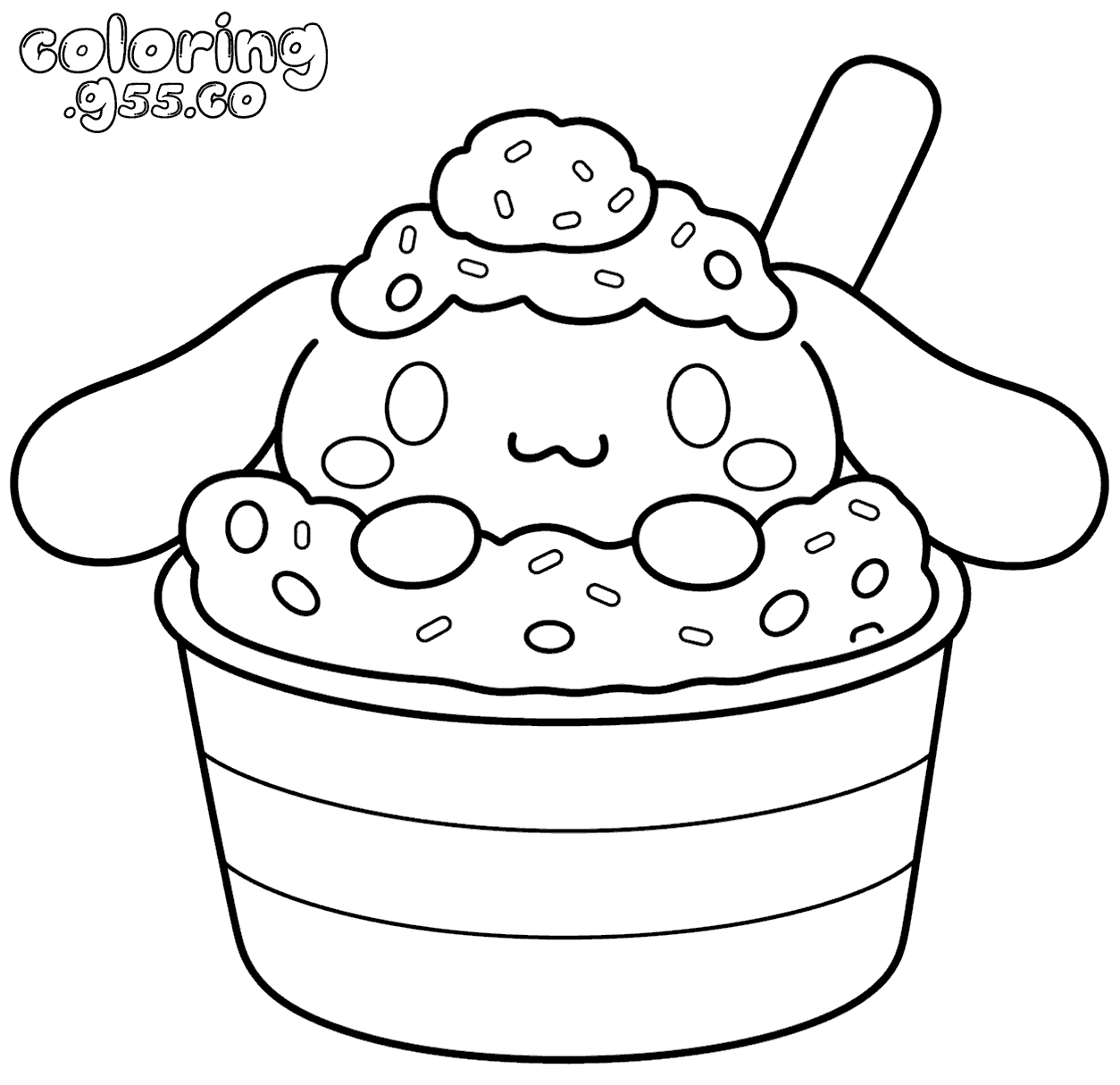 hello kitty friends cinnamoroll sweet ice cream sundae cup line art for kids
