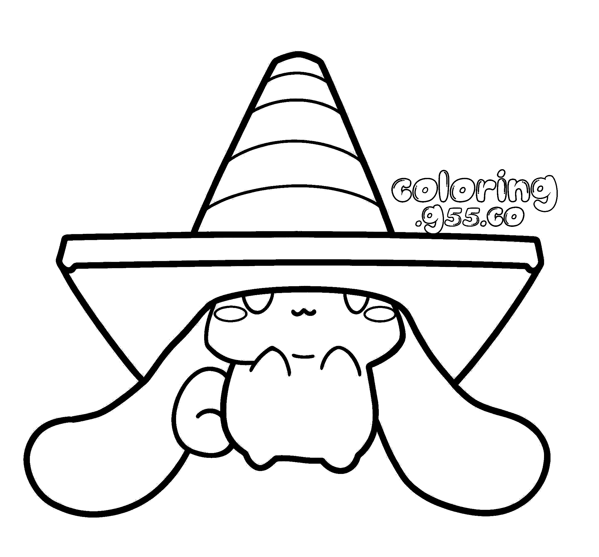 hello kitty friends cinnamoroll traffic cone hat line art for kids
