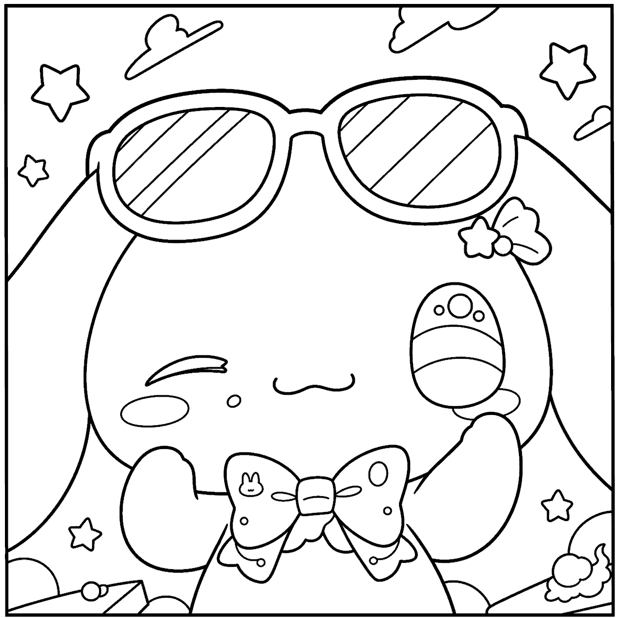 hello kitty friends cute cinnamoroll sunglasses line art for kids