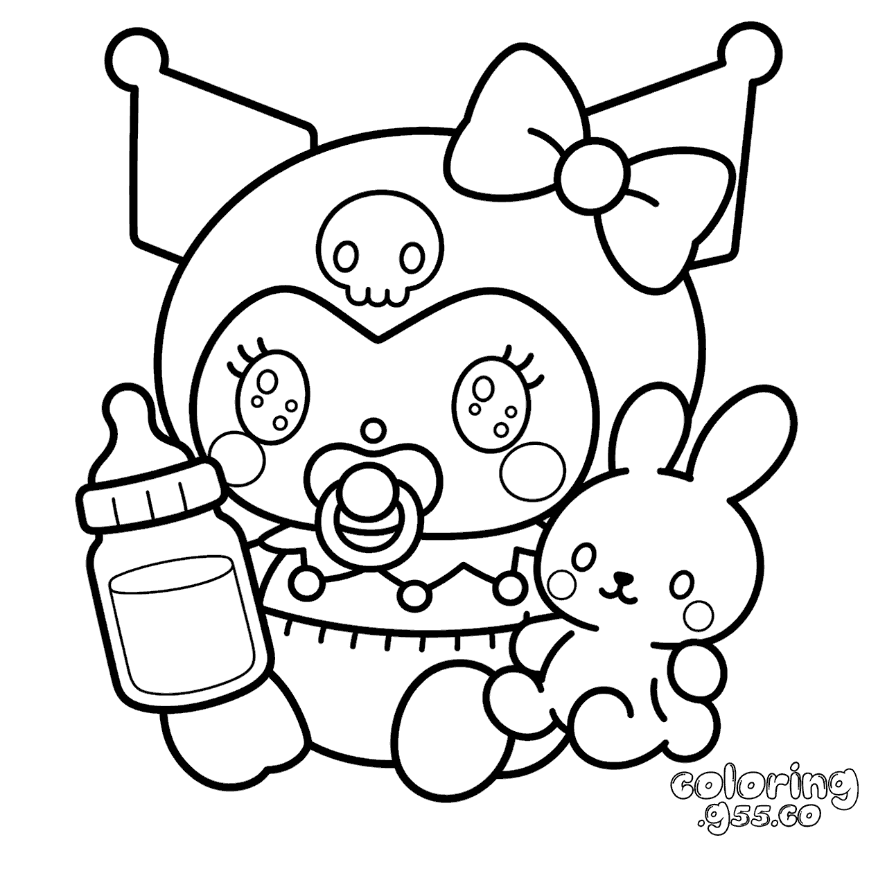 hello kitty friends baby kuromi pacifier milk bottle line art for kids