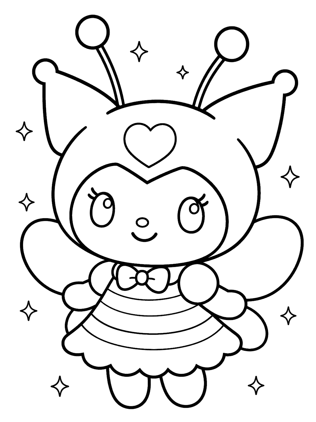 hello kitty friends cute bumblebee kuromi line art for kids