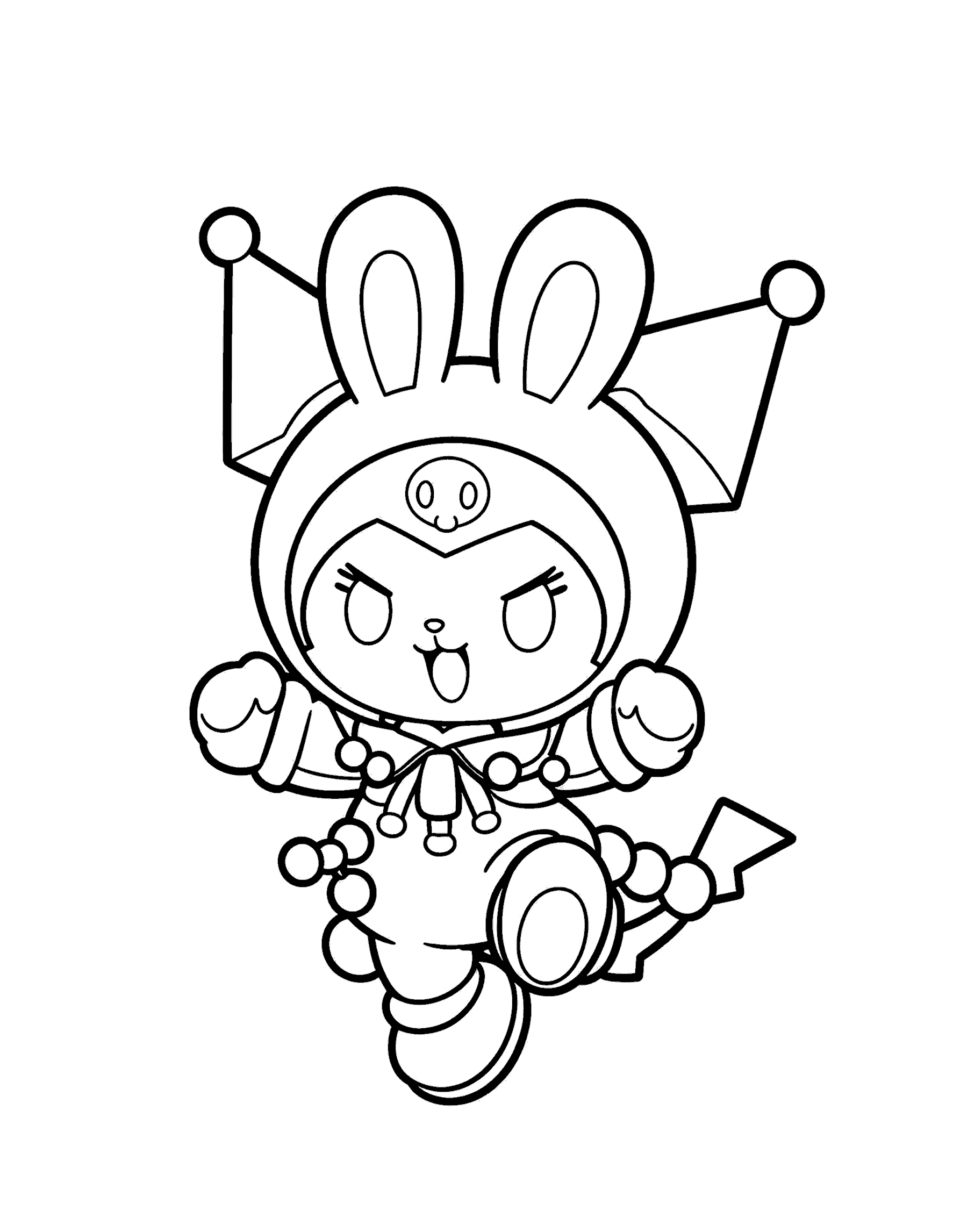 hello kitty friends kuromi cosplay line art for kids