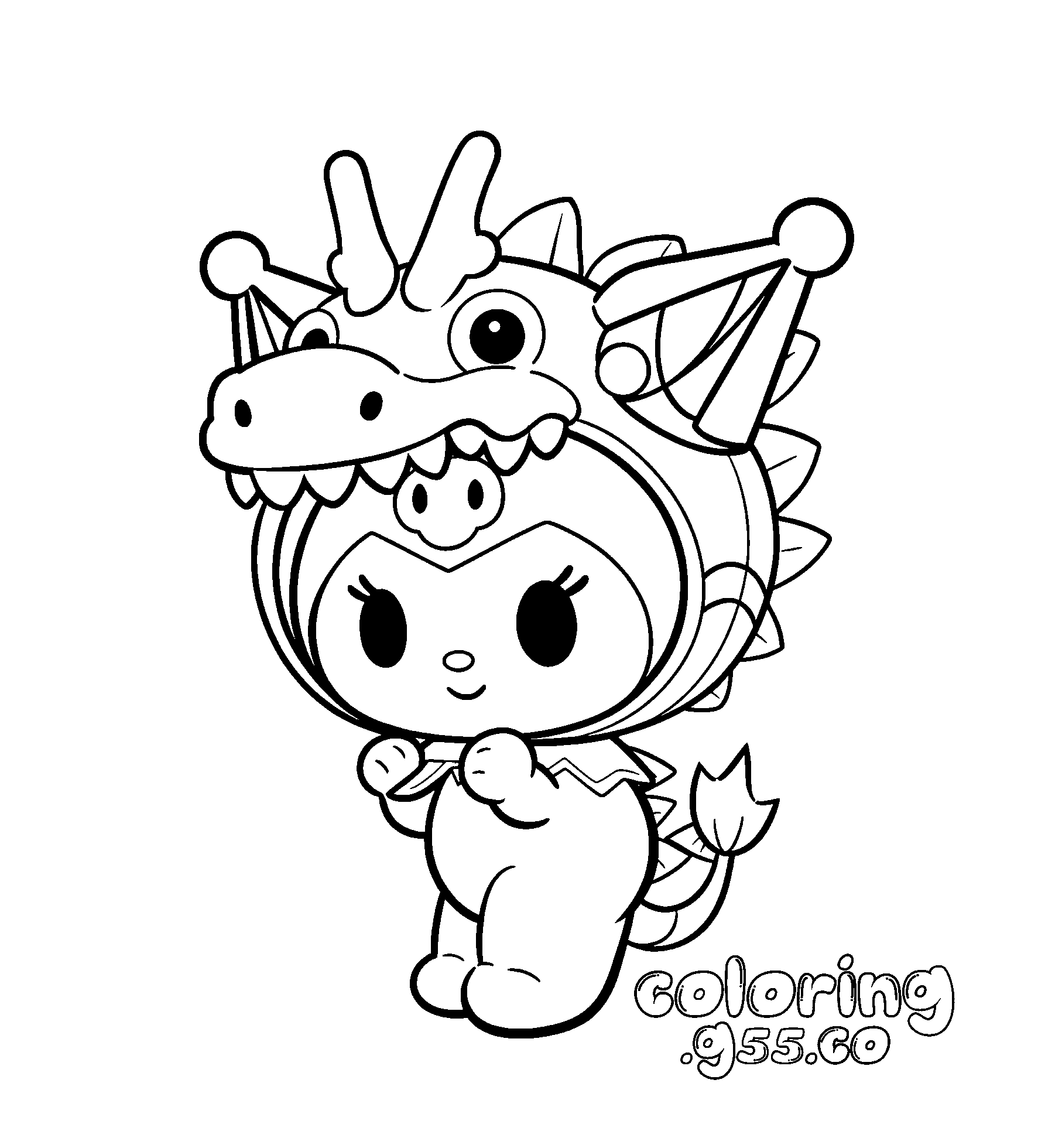 hello kitty friends kuromi dragon costume kigurumi line art for kids
