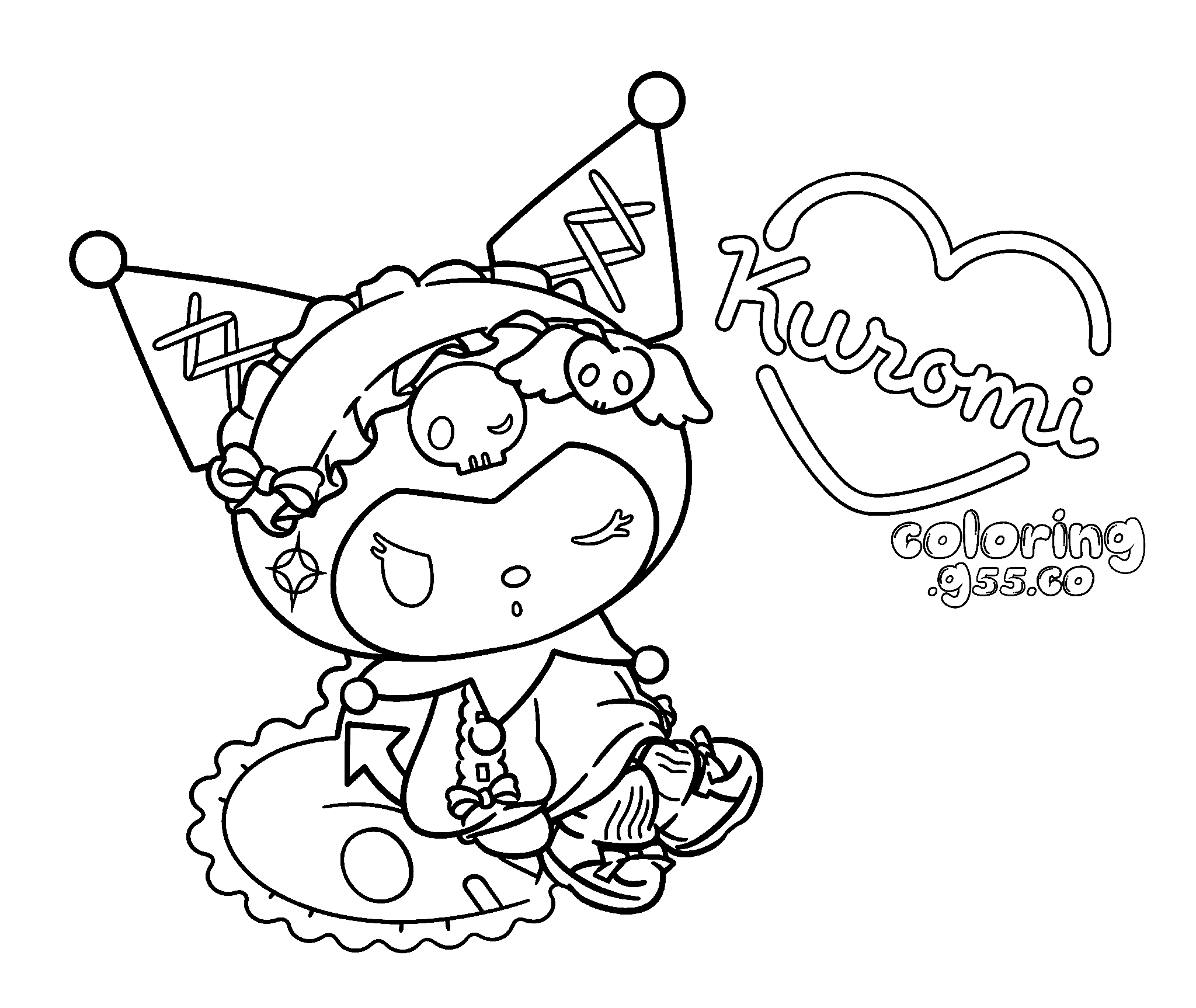 hello kitty friends kuromi gothic lolita frill bonnet line art for kids