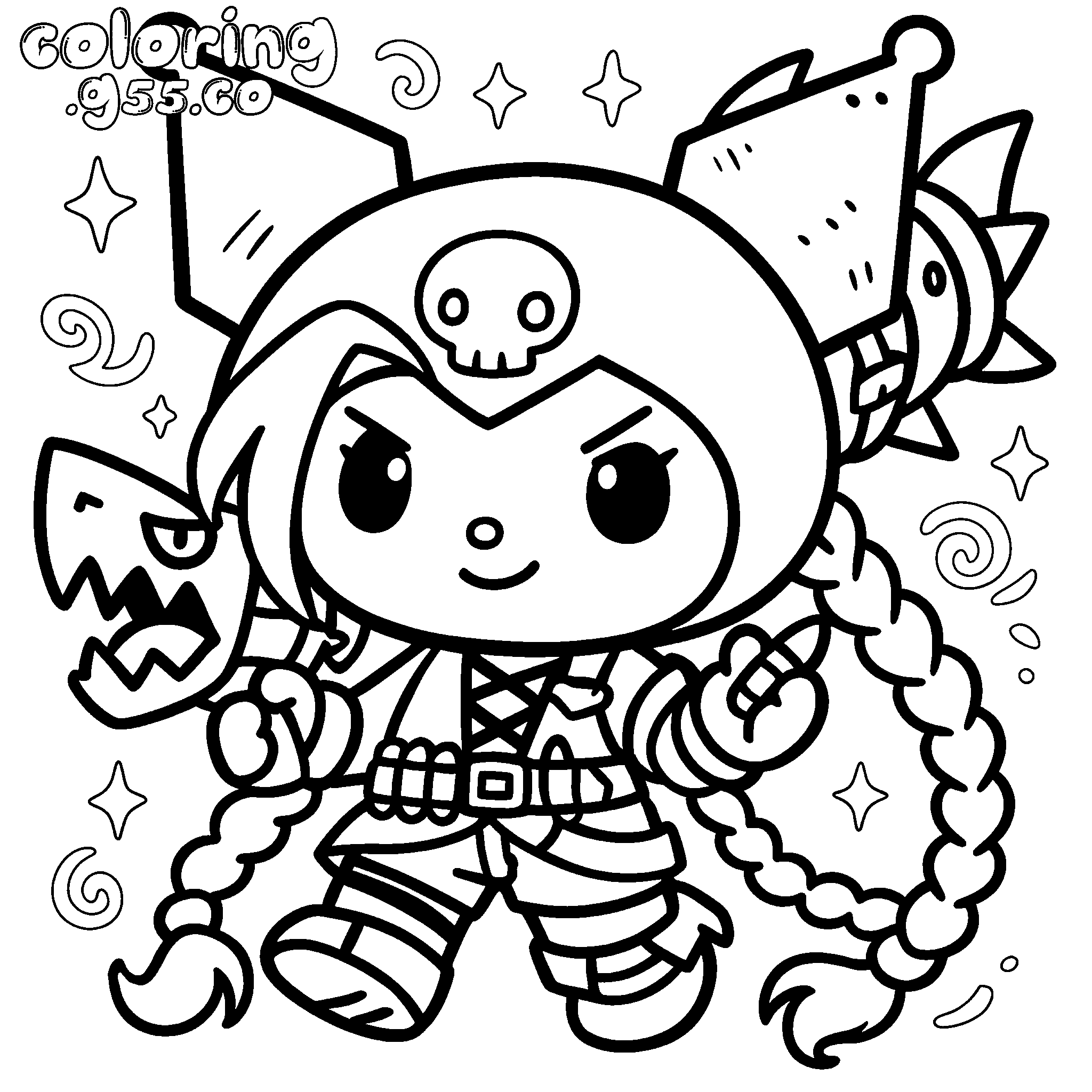 hello kitty friends kuromi jinx cosplay league of legends line art for kids