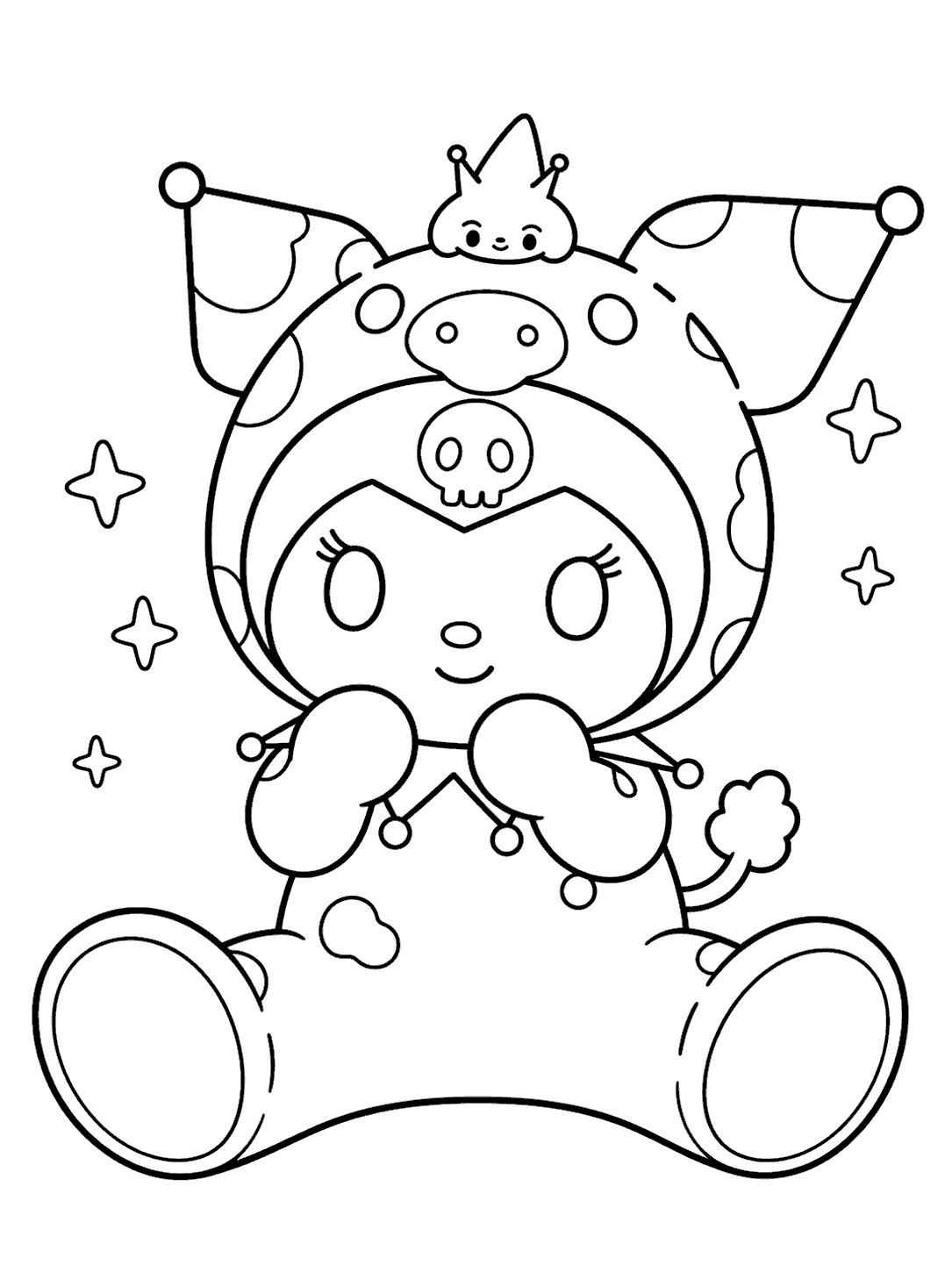 hello kitty friends kuromi piggy costume line art for kids