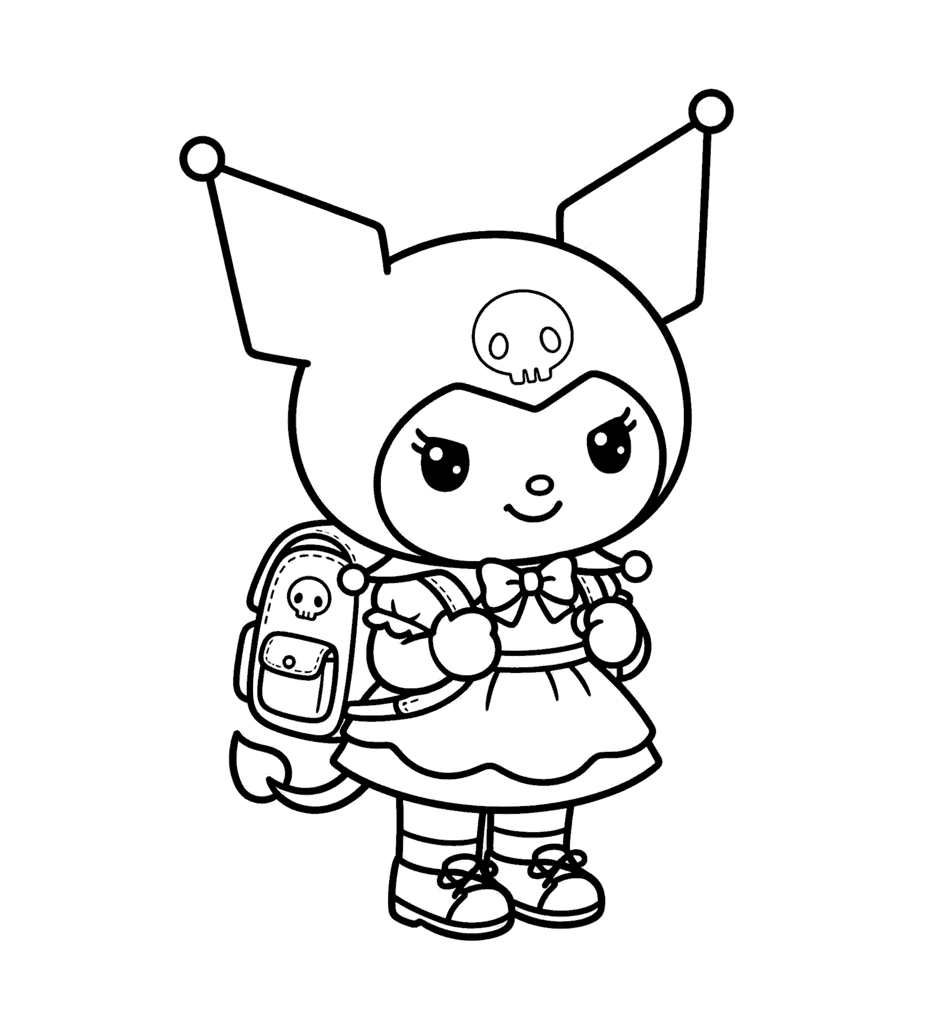 hello kitty friends kuromi school backpack line art for kids