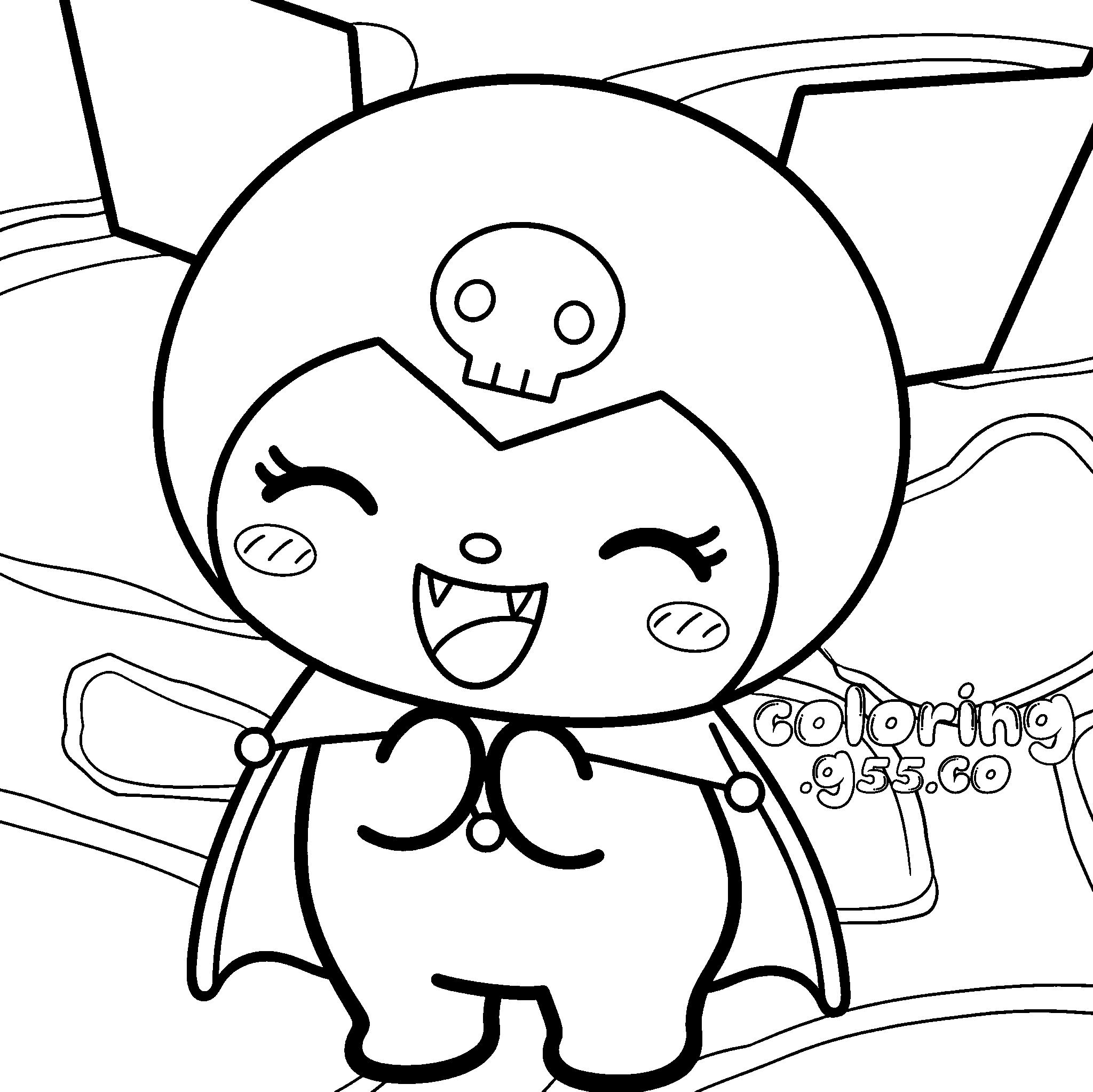 hello kitty friends kuromi vampire dracula cape line art for kids