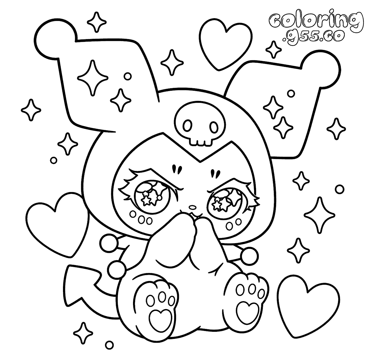 hello kitty friends sparkling star eyes kuromi line art for kids