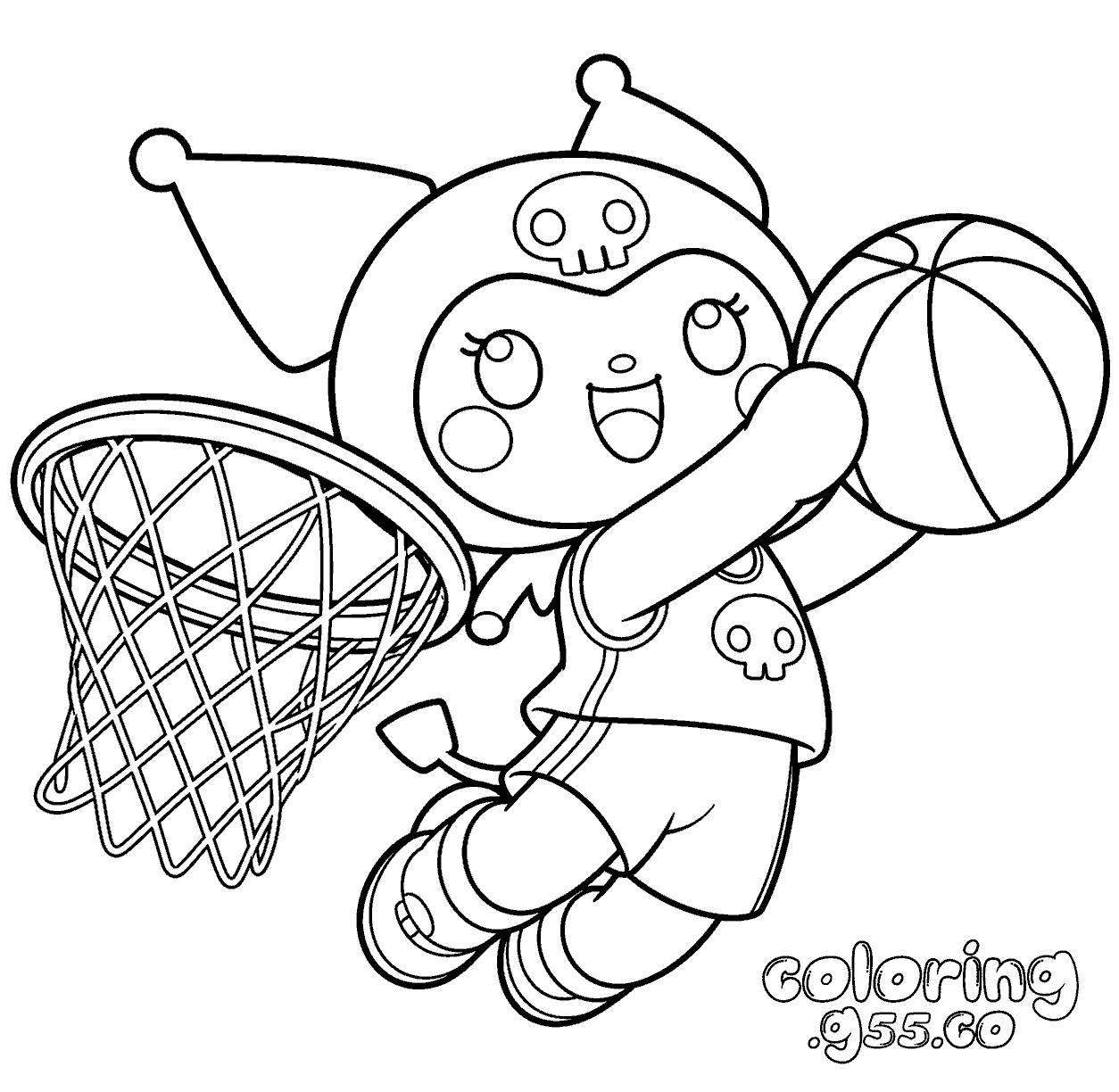 hello kitty kuromi basketball dunk line art