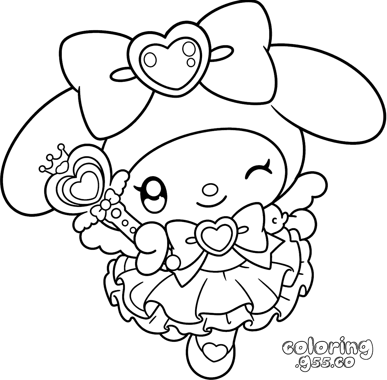 magical girl my melody heart scepter hello kitty friends line art for kids