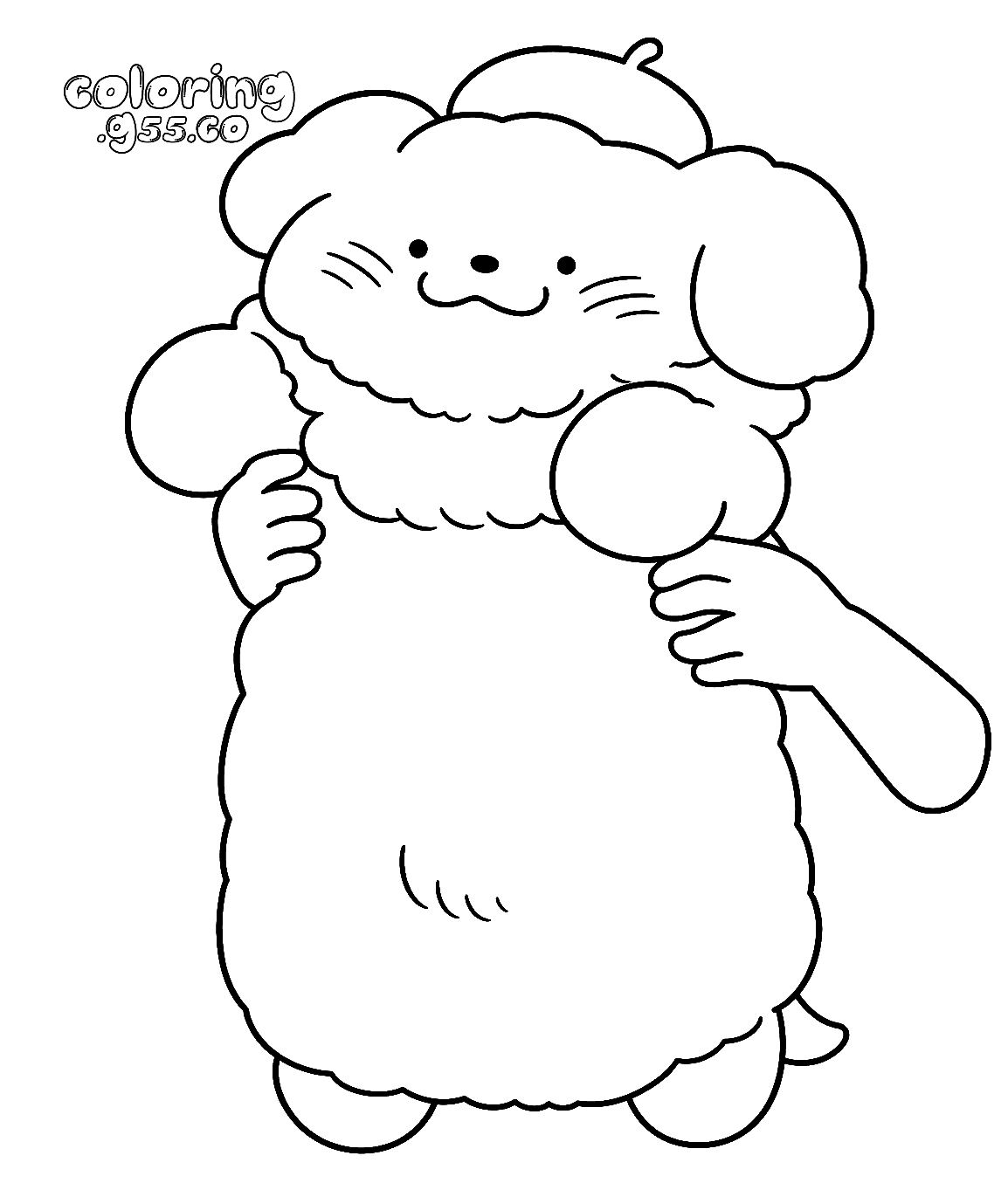 hello kitty friends fluffy pompompurin being held up line art for kids