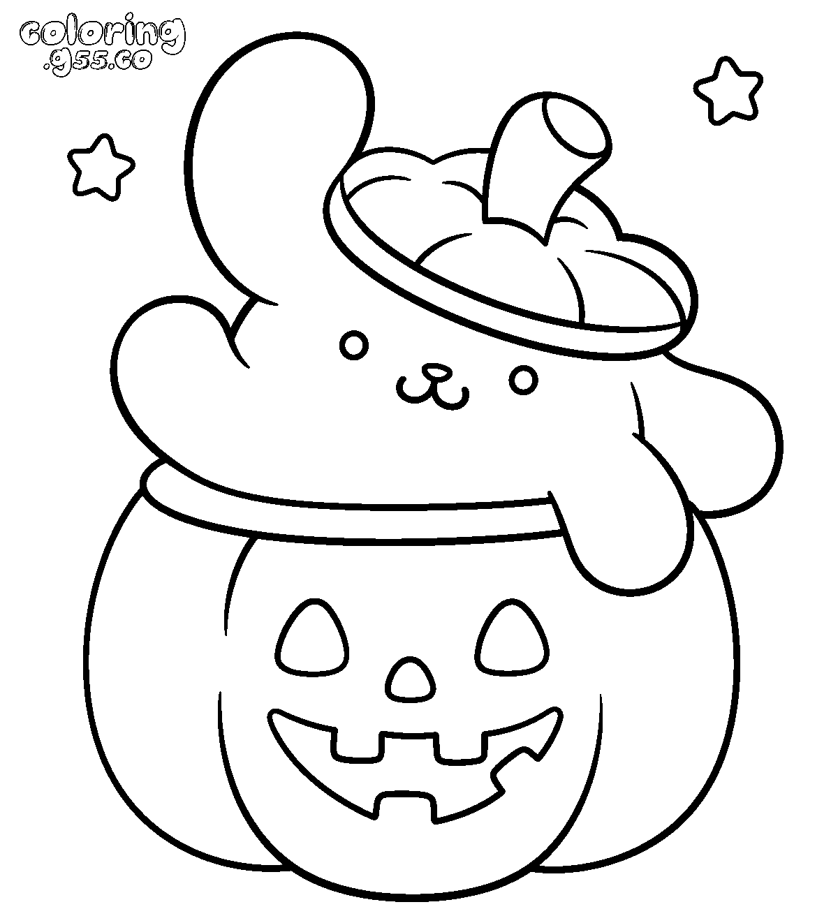 hello kitty pompompurin pumpkin jack o lantern line art
