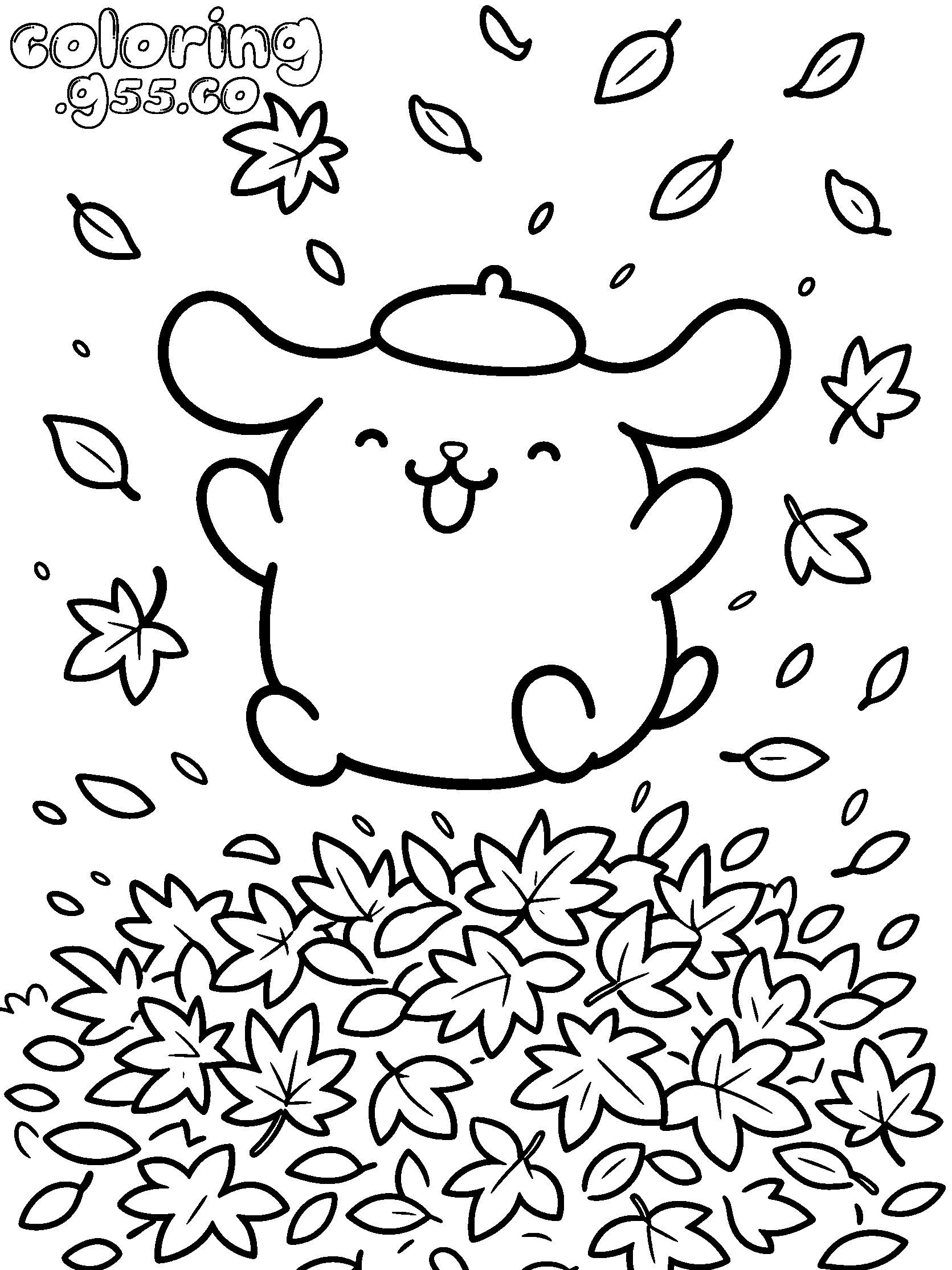 pompompurin autumn leaves line art