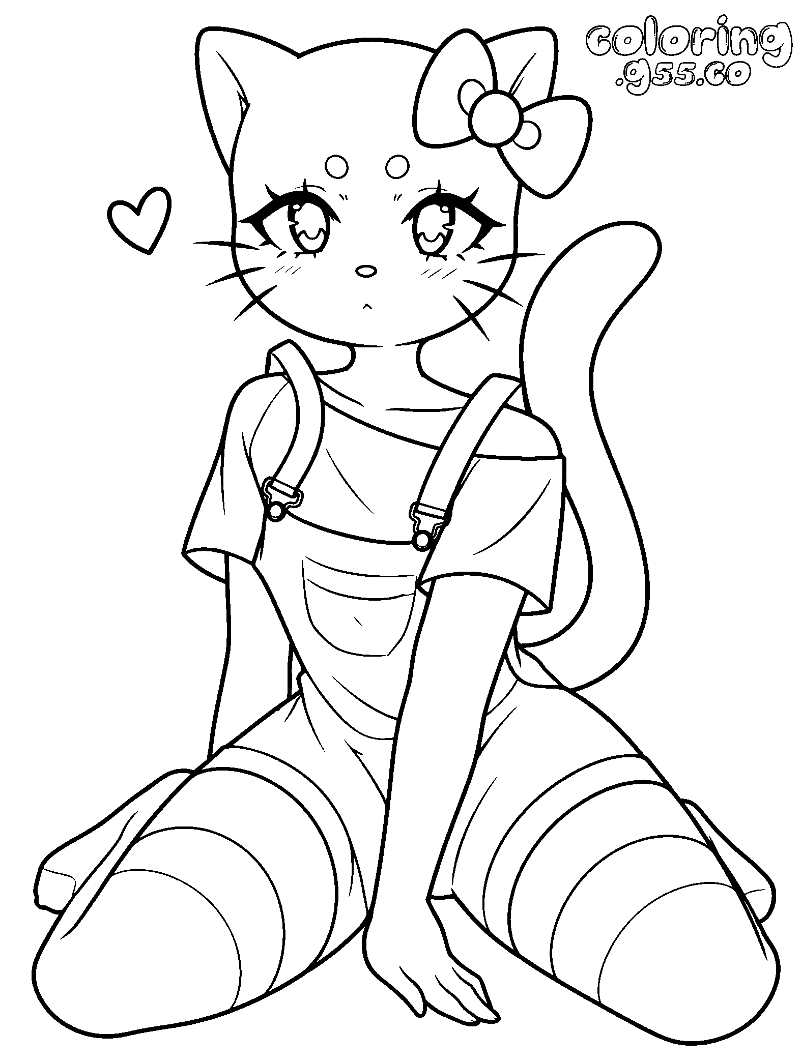 cute anime hello kitty cat line art