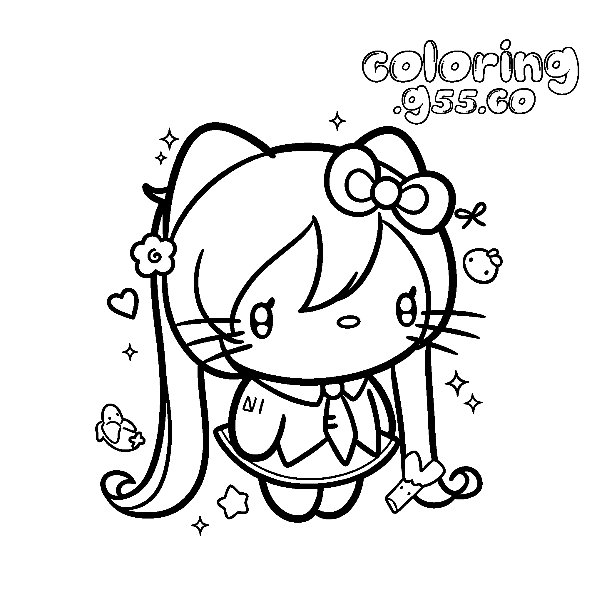 hello kitty hatsune miku anime vocaloid cosplay line art for kids